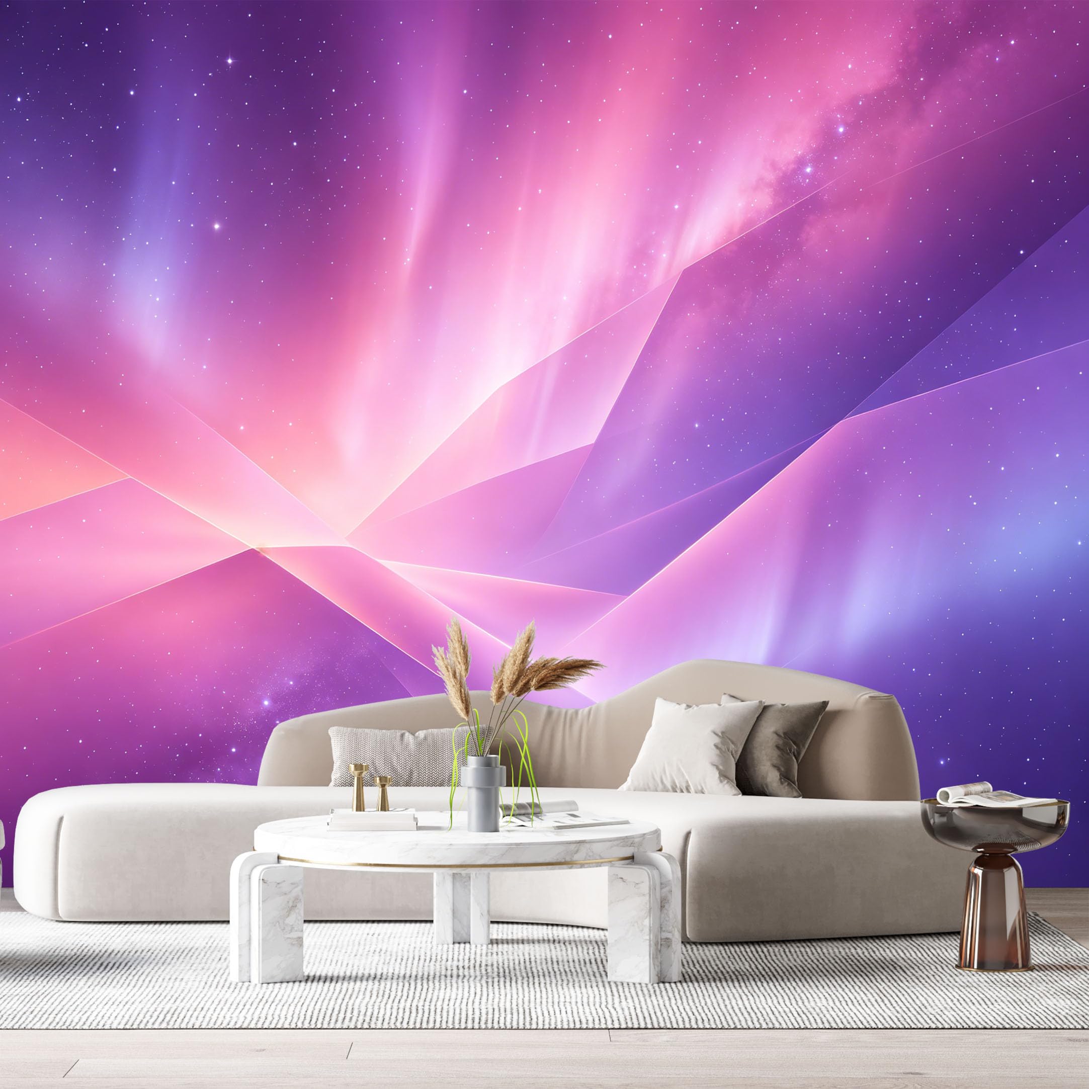 Custom Size Wall Murals Abstract Galaxy Landscape Geometric Aurora Light SelfAdhesive Wall Fabric Removable Large Wallpaper for Photo Living Room