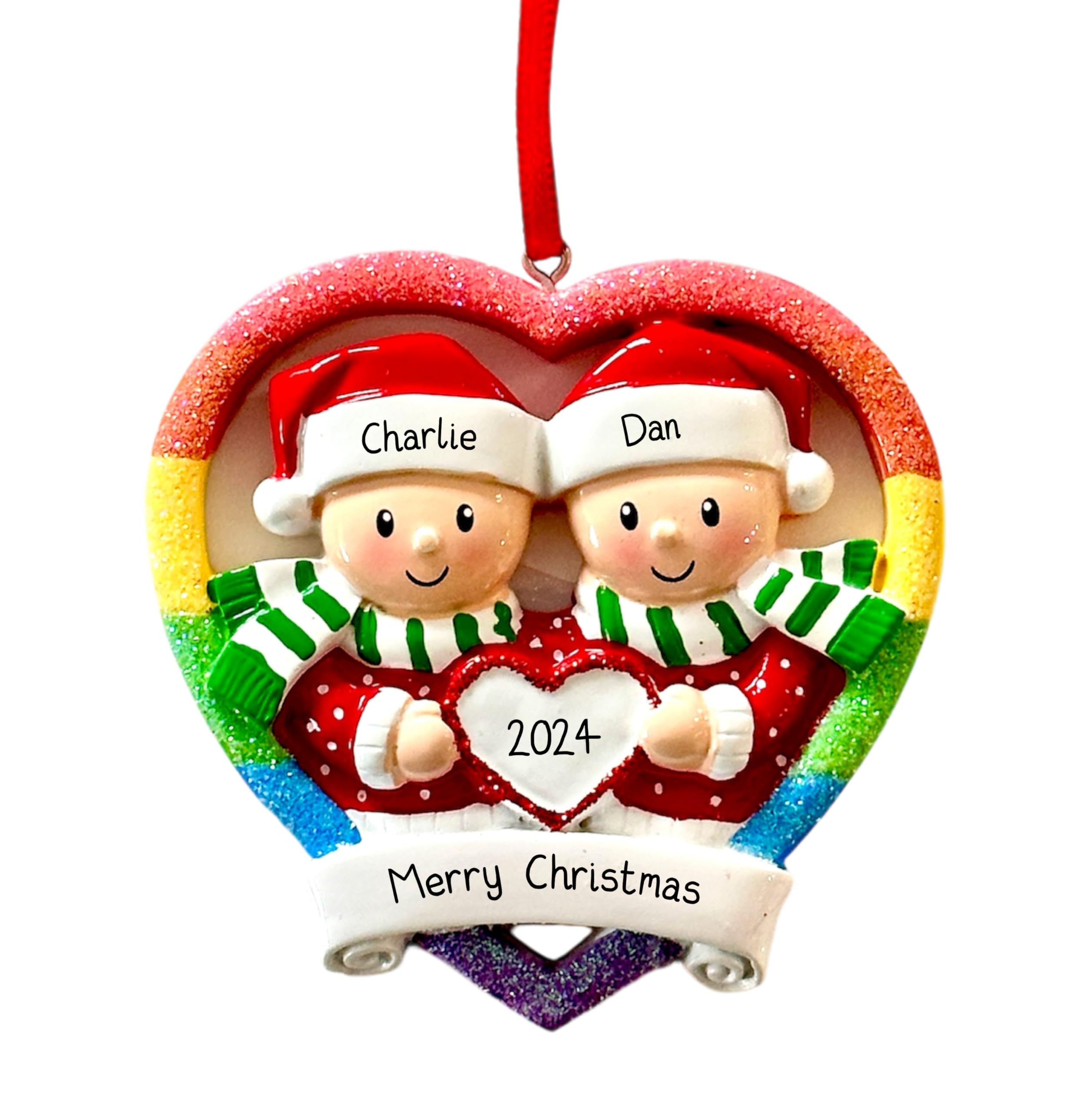 Christmas Same Sex Couple Bauble Xmas Ornament | Tree Decoration | Pride | Married | Boyfriend Girlfriend Gay Gender Queer Trans Mr Mrs (Without Eyelashes)