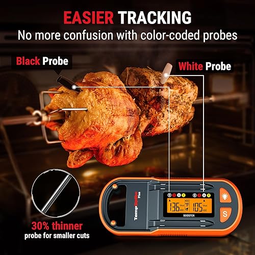 Miniatura 11 de ThermoPro Termómetro digital inalámbrico para carne de 450 pies, termómetro de carne Bluetooth inalámbrico para carne de carne, termómetro ahumador
