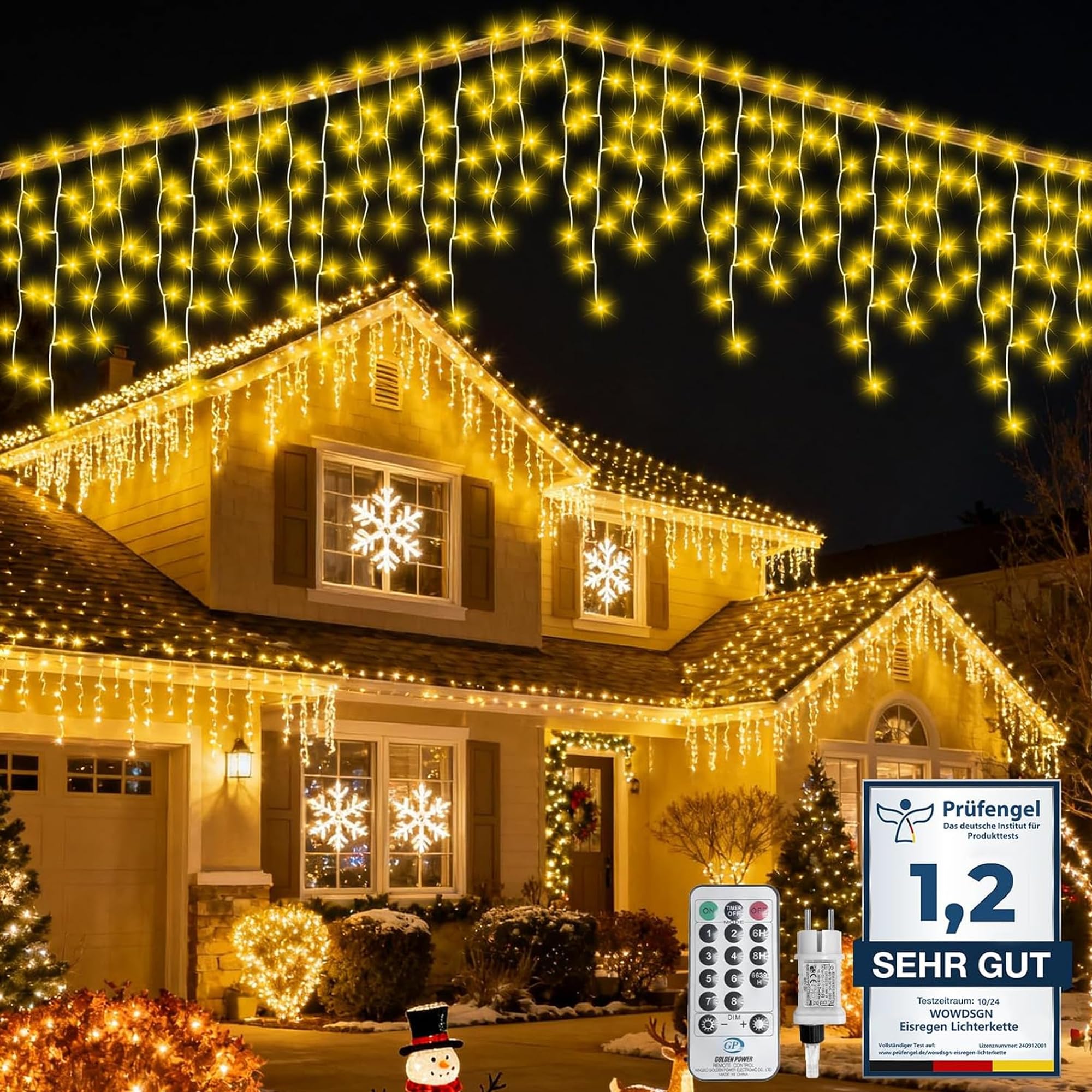 WOWDSGN [515 LED Guirnalda Luminosa de Navidad, 17 Metros | Con Temporizador | 8 Modos | Impermeabilización IP44 | Adecuado para uso en Interiores y Exteriores, Bajo los Aleros y en Terrazas