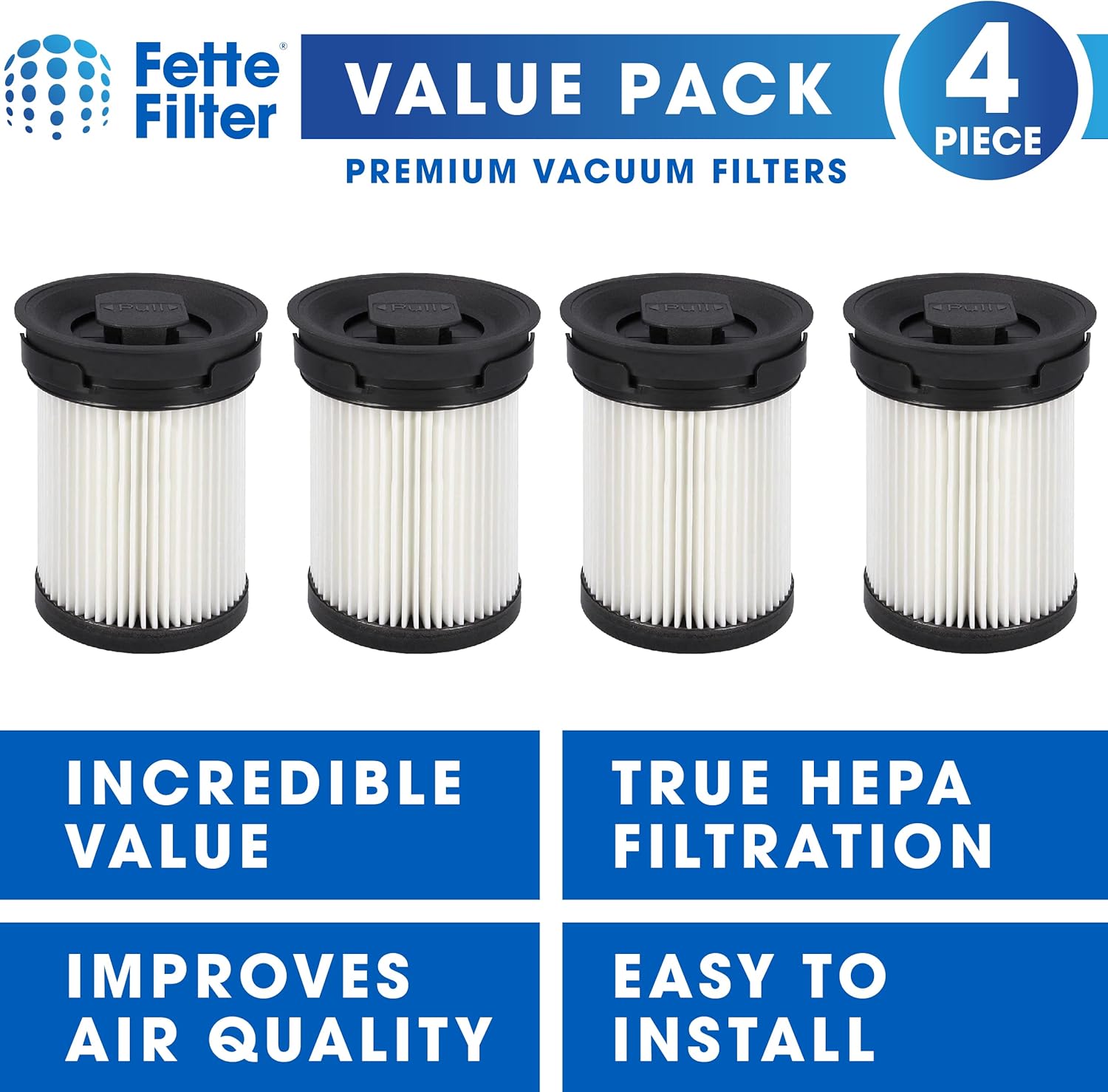 Fette Filter - Fine Dust Vacuum Filter Compatible with Miele TriFlex HX1 FSF Cordless Stick Vacuum Cleaners Series - Pack of 4