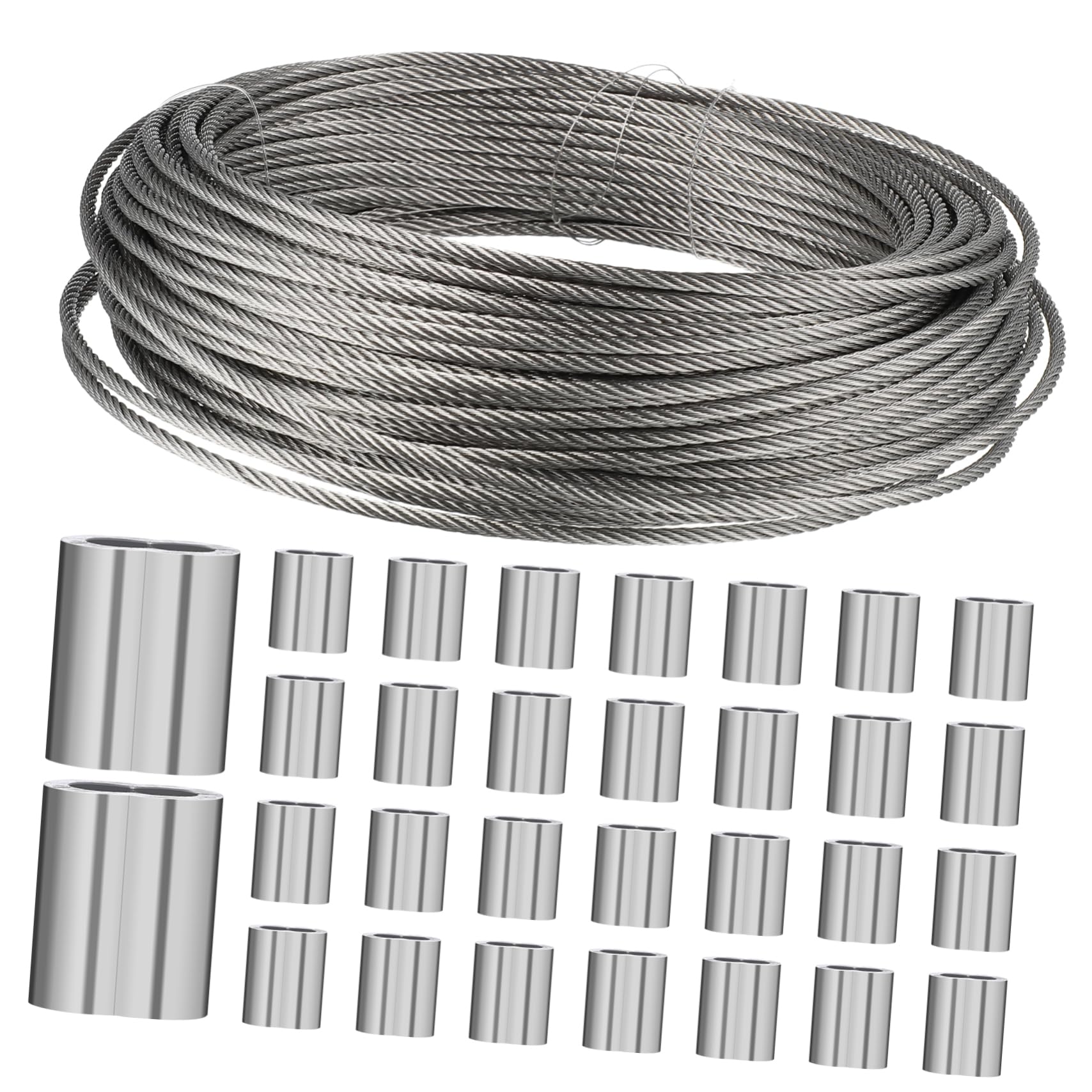 HEALLILY Hanging Wire Rope 304ss 25 Ft Length Wire Rope for Garden Aluminum Sleeves