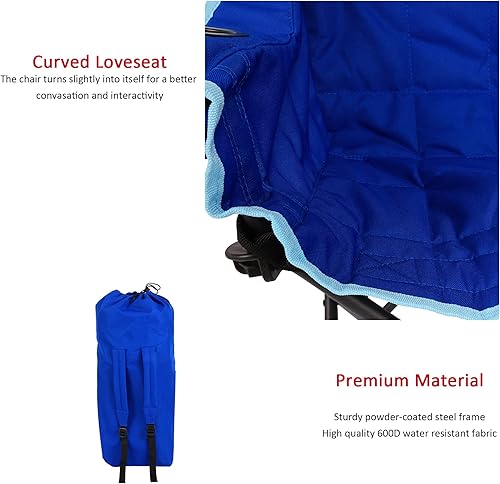 Miniatura 6 de SUNNYFEEL Silla de camping doble plegable para niños, sillas de camping portátiles para niños, silla de 2 asientos, sillas de césped plegables