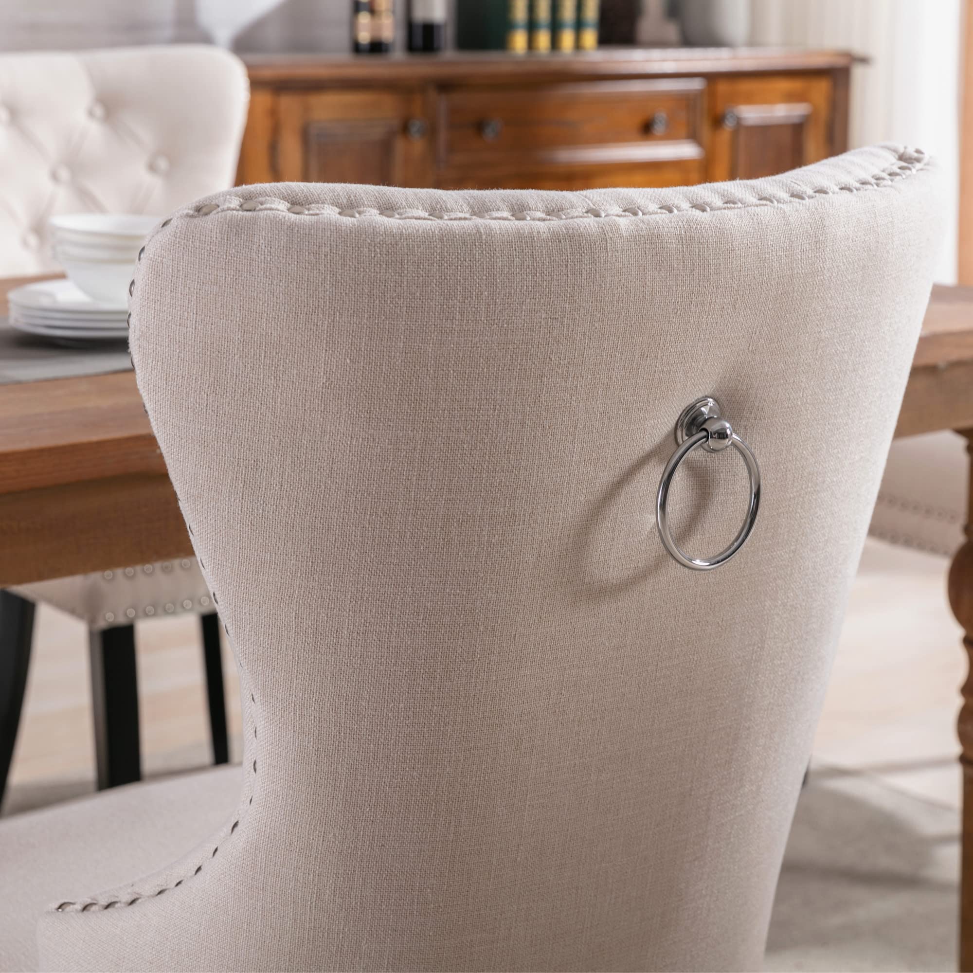 Set di 2 Sedie da Pranzo in Tessuto di Lino Sedie da Cucina Moderne Sedie da Salotto per Soggiorno,Grigio Set di 2 Sedie da Pranzo in Tessuto di Lino Sedie da Cucina Moderne Sedie da Salotto per Soggiorno,Grigio