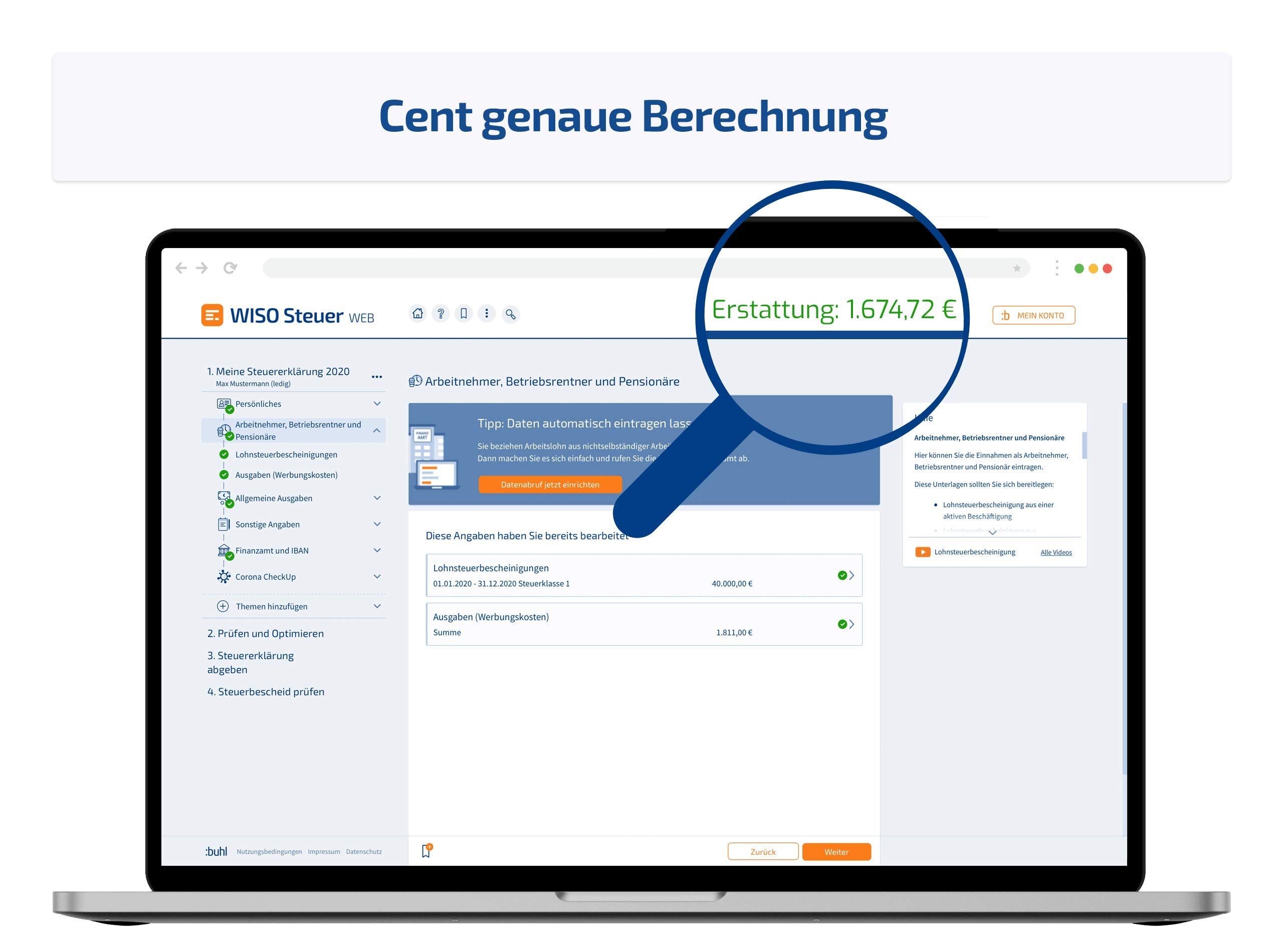 WISO Steuer-Web 2021 Mac (für Steuerjahr 2020) |Web Browser | Mac Web Version