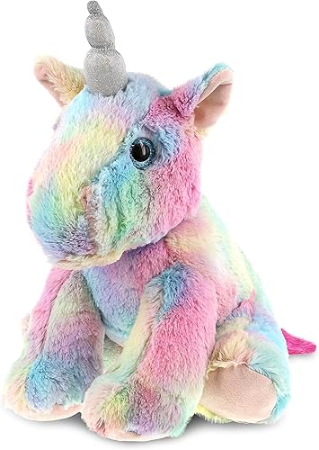 DolliBu Animal de peluche de unicornio – Unicornio arcoíris suave y flexible, adorable juguete de peluche para jugar, lindo regalo para niños y