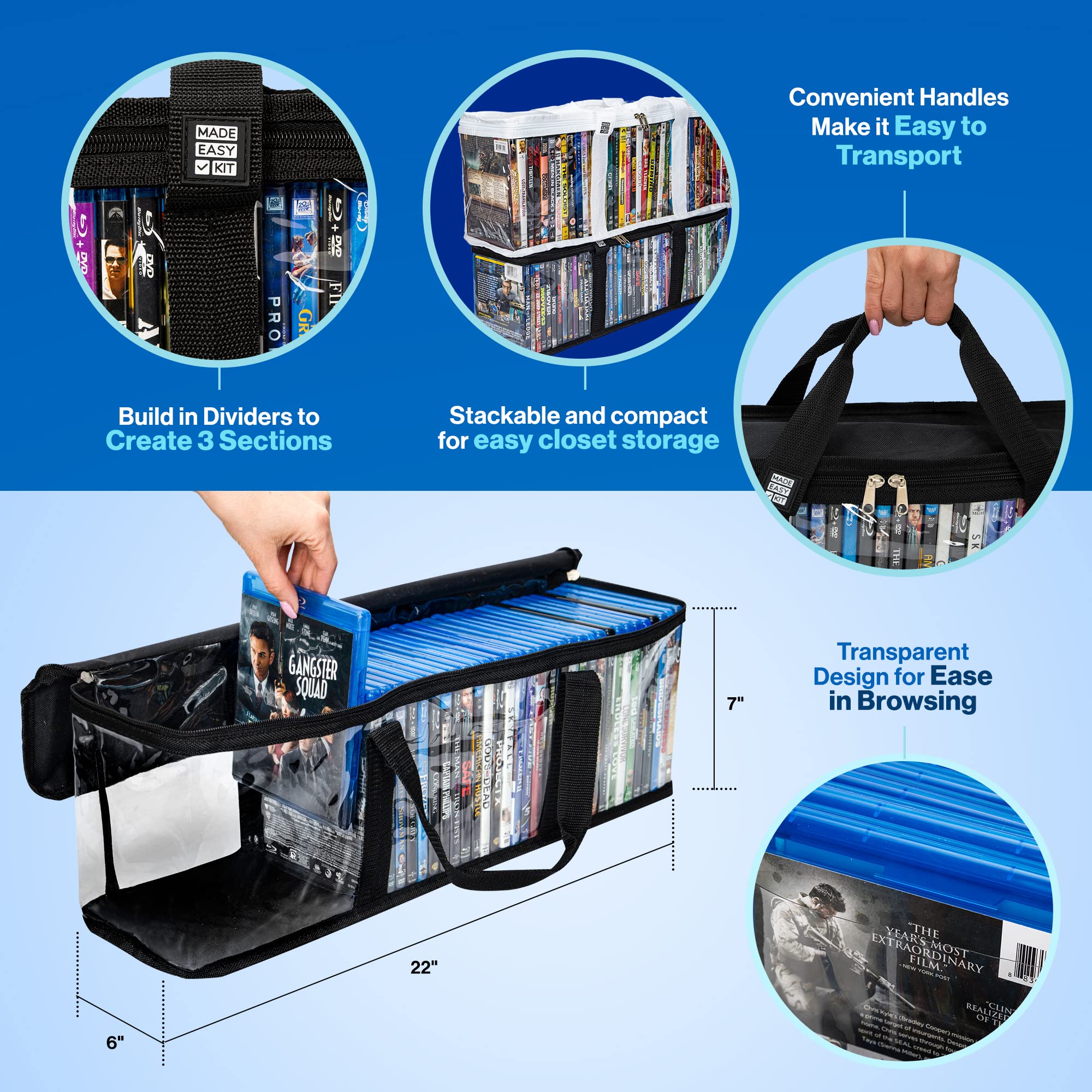 Amazon.com: Made Easy Kit Blu-ray Media Storage Bag Case - Clear