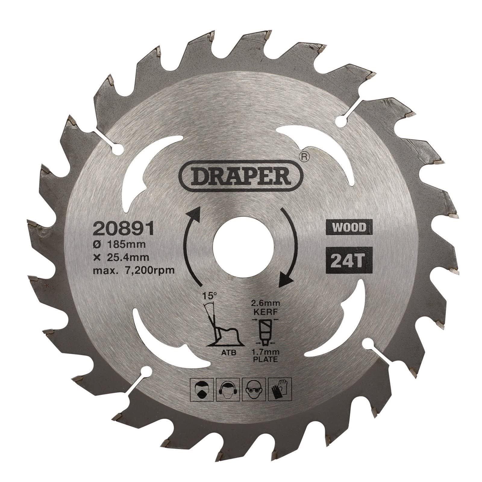 Draper Tct Circular Saw Blade For Wood, 185 X 25.4Mm, 24T