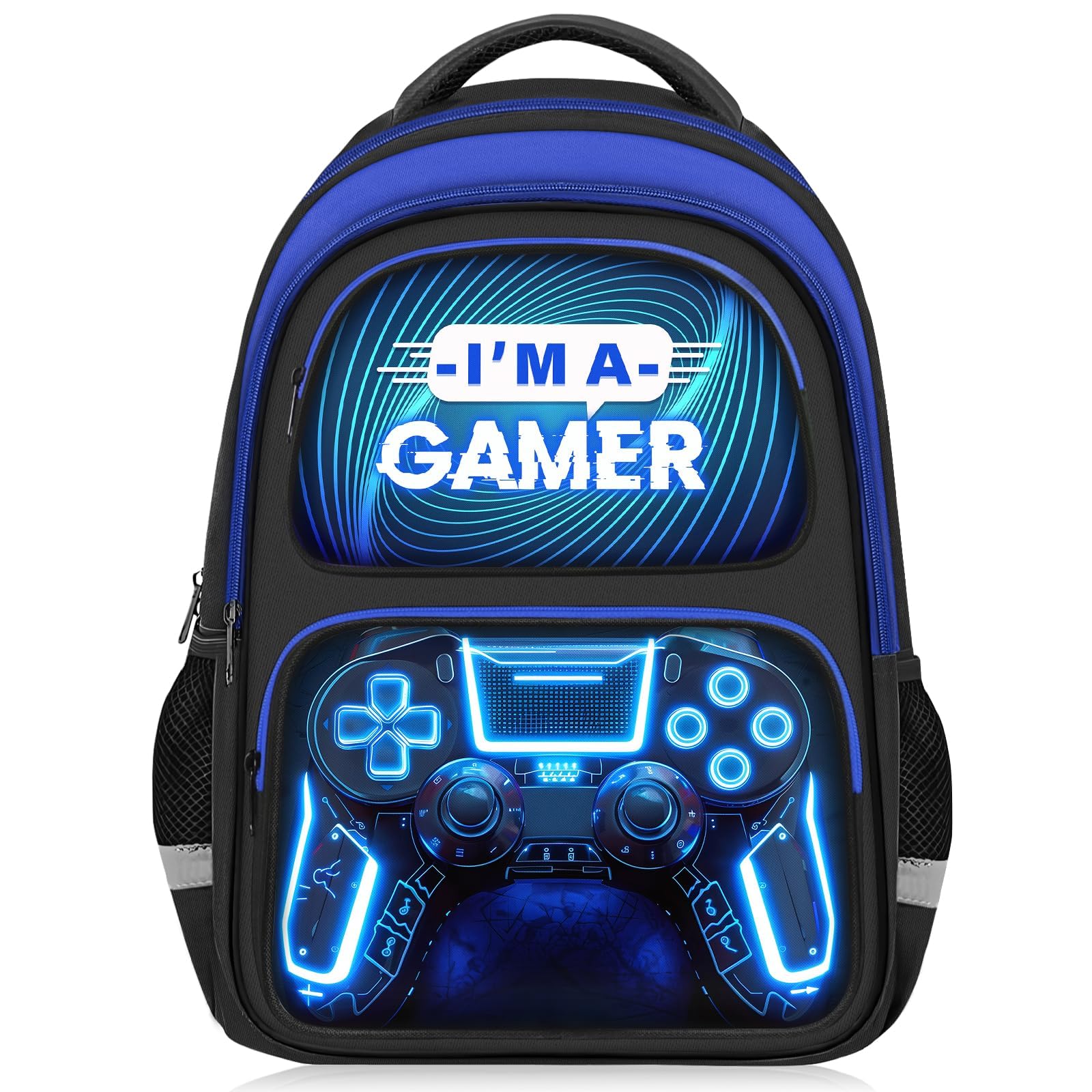 Fitvc School Backpack for Boys - Gamer Boys Backpack for Kids Children Teens Elementary Middle School - 17″ Video Game Bookbag Travel Back Pack for