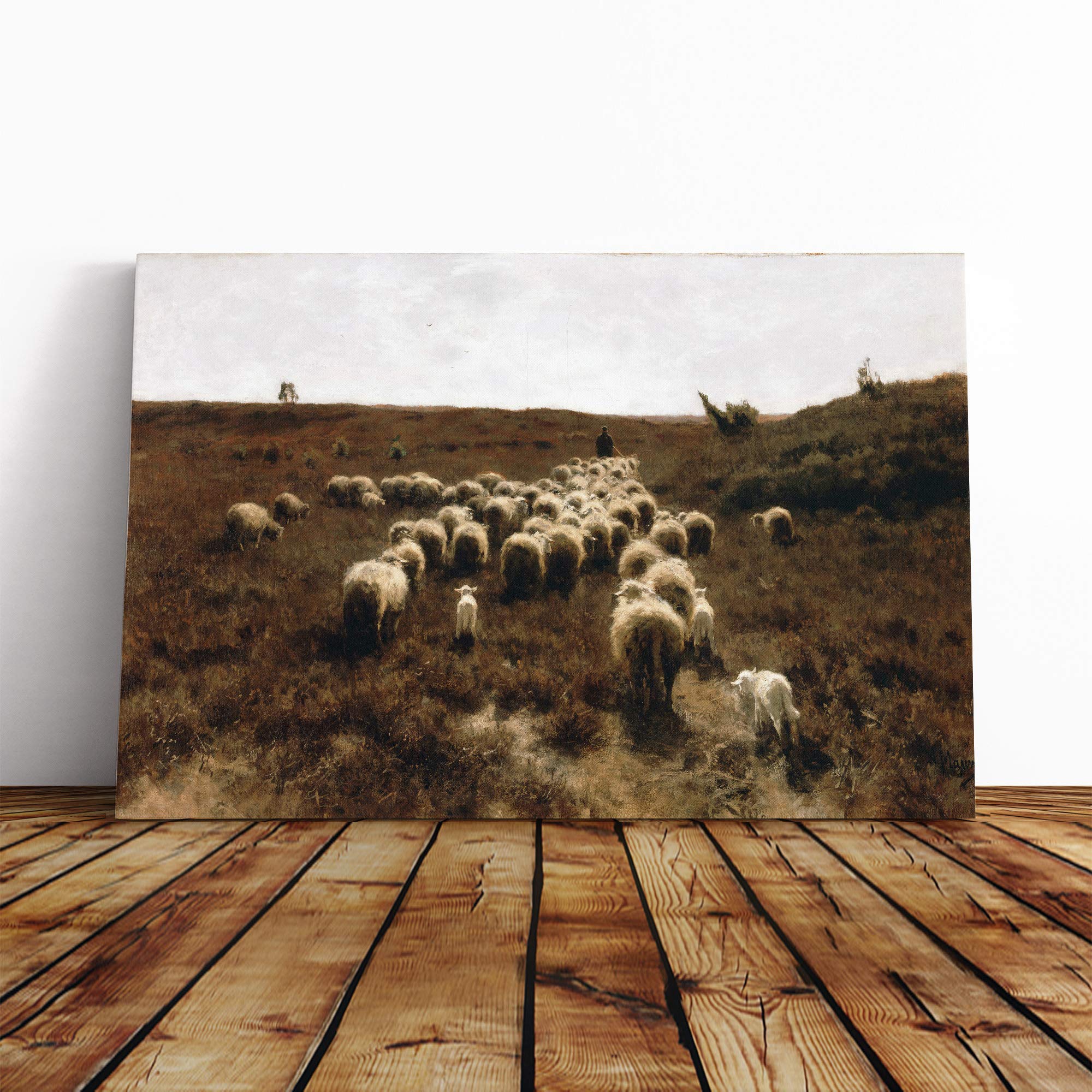 Anton Mauve The Return of The Flock Canvas Print | Gallery Wrapped 30mm Frame Wall Art | 30x20 inches | Ready to Hang | Modern Picture | Living Room Bedroom Lounge Office
