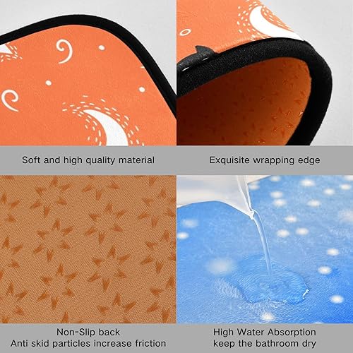 Miniatura 6 de ZENWAWA Kitchen Mats for Floor 2 Piece Set Black Cat Moon Print, Anti Skid Cushioned Water Absorbent Kitchen Rugs Door Mat Floor Mats for Kitchen