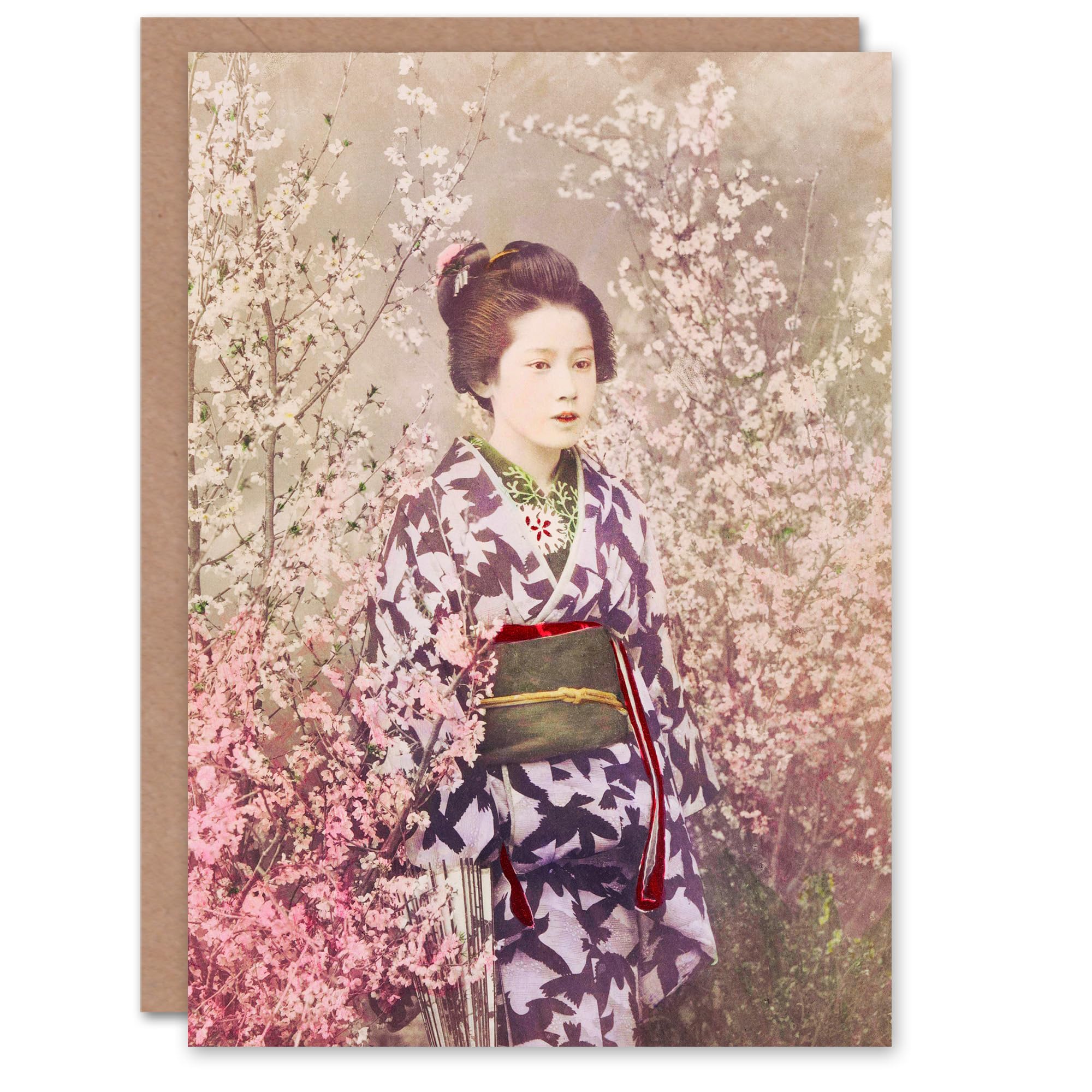 Artery8 Ogawa Kazumasa Japanese Art Card Geisha And Cherry Blossom