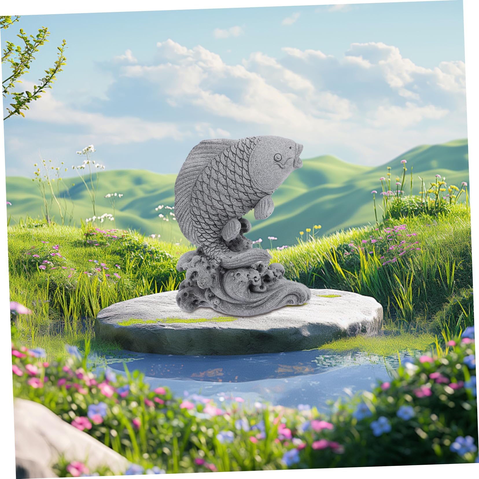 Happyyami Statua Per Pesci d Decorazione Per Scultura Per Laghetti Esterni Per Acquari Realistici Accessorio Raffinato Per Aree Verdi Decorazione Per Aiuole