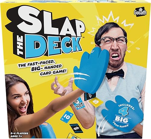 Goliath Slap The Deck - Juego de cartas de ritmo rápido con grandes manos de espuma, para edades de 7 años en adelante, 2 a 4 jugadores