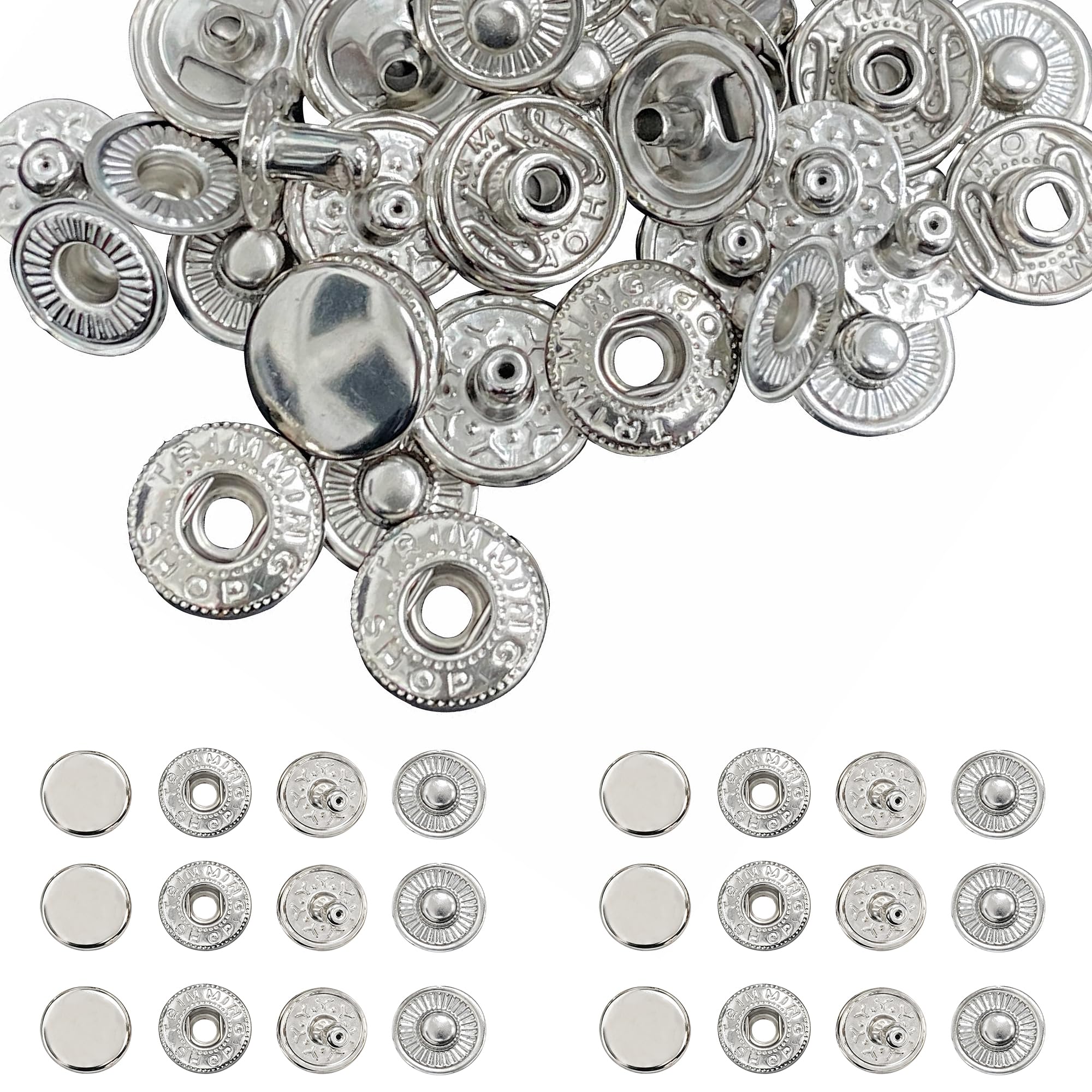 Trimming Shop S Spring Press Studs, 15mm Snap Fasteners, Silver, 100pcs