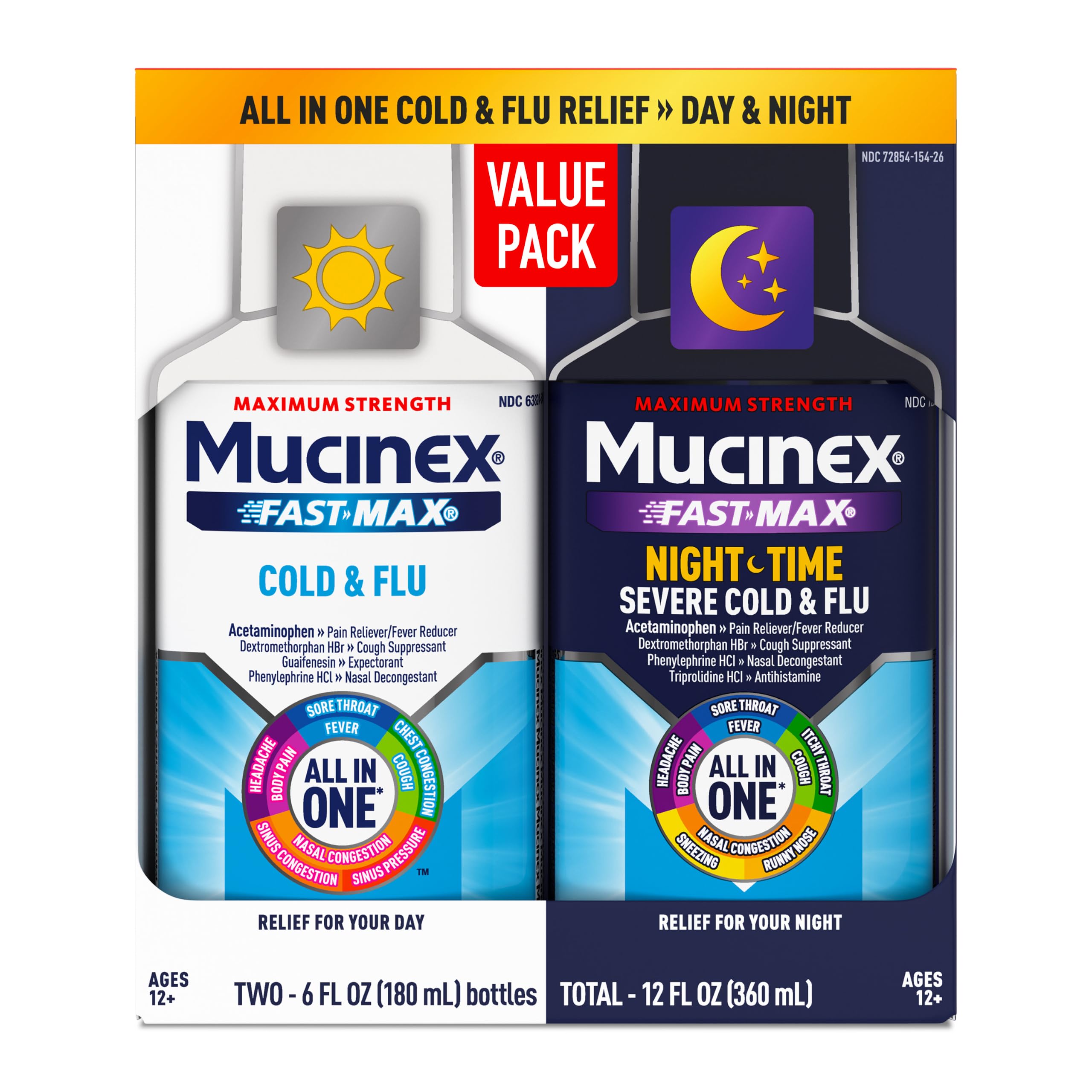 Mucinex Fast-Max Cold and Flu & Nightshift Combo Pack