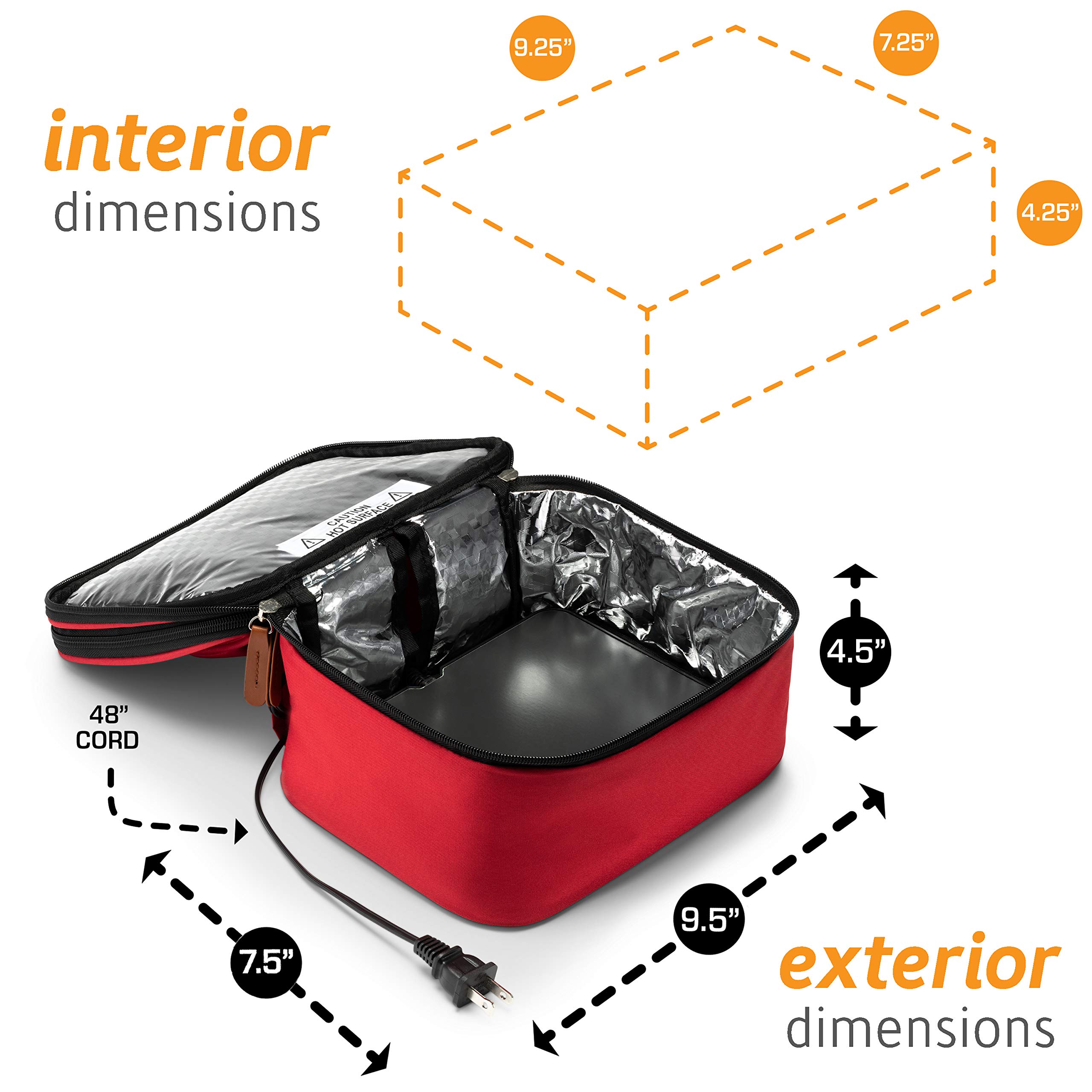 Hot Logic 16801169-RD Borsa termica per il pranzo Plus 120 V, poliestere, rosso