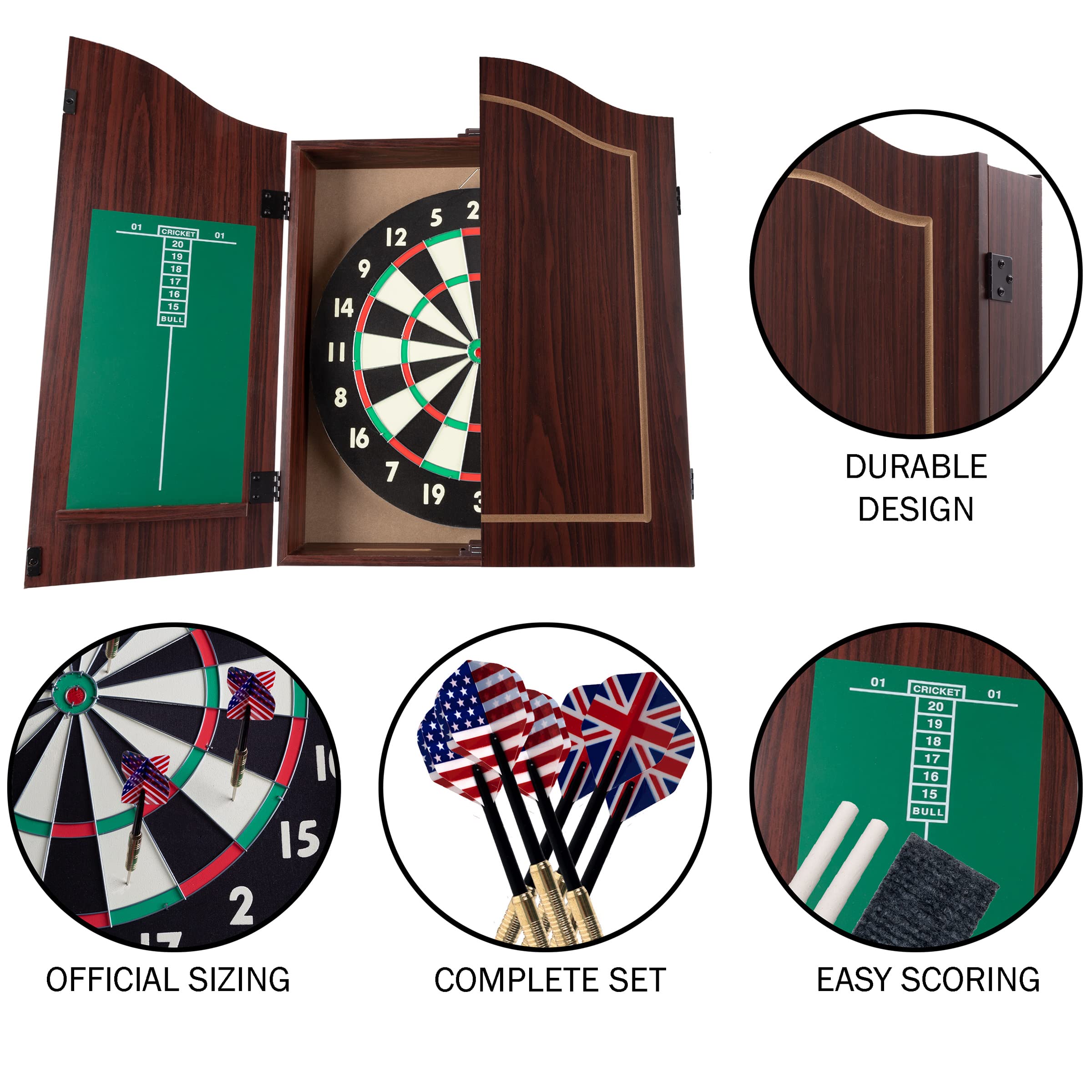 TG Dartboard Set with Realistic Walnut Finish, brown, (15DG910
