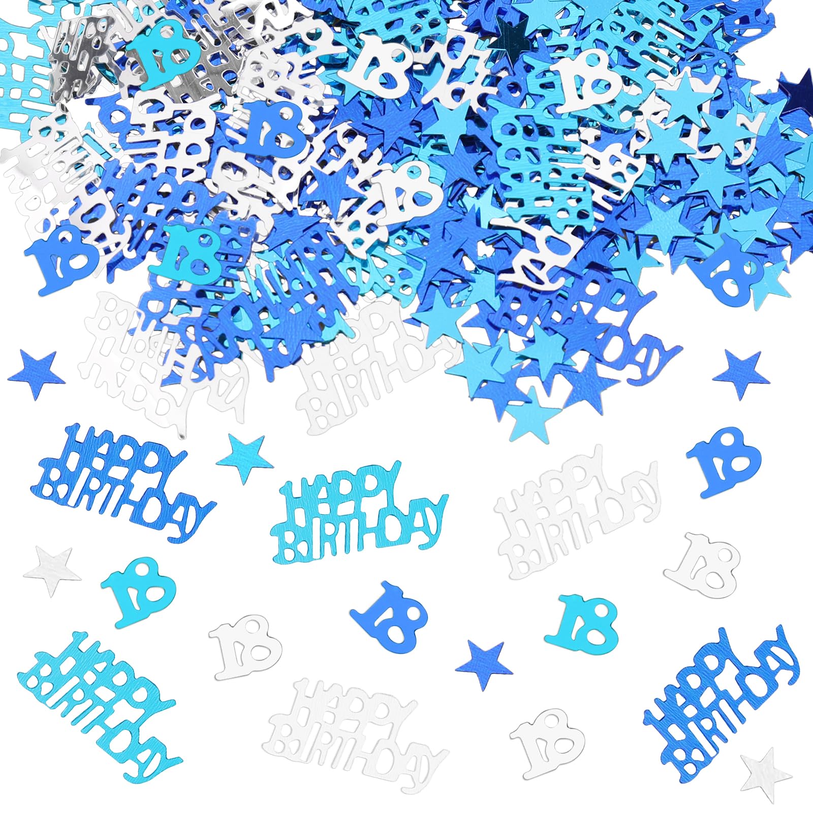 Deco Anniversaire Turquoise Confettis Anniversaire Bleu/argent