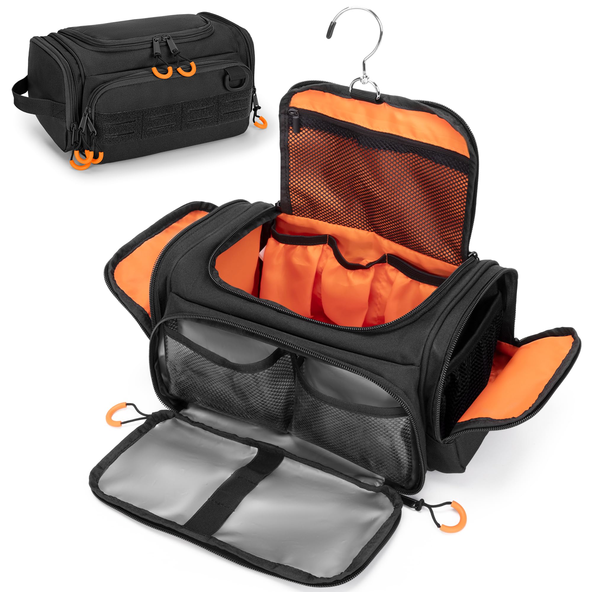 Tactical Toiletry Bag for Men Hanging Hygiene Bag Travel Dopp Kit Organizer for Shaving Shower Essentials and Toiletries