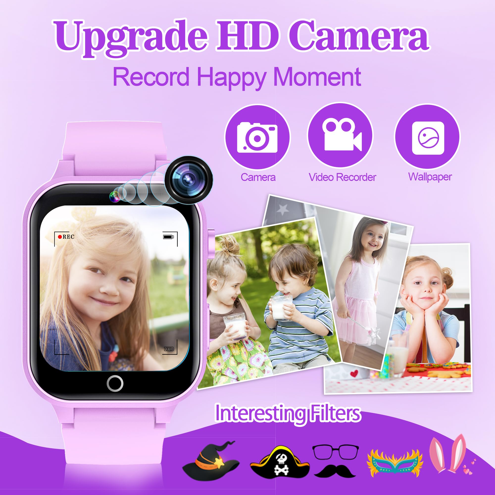 Smartwatch per Bambini - 36 Giochi, Contapassi Calorico, Orologio Smartwatch con Fotocamere, Musicale, Torcia, Sveglia, Giocattoli educativi, Regalo di Compleanno per Bambini[Scheda SD integrata]