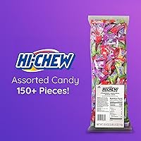 Vista 3 de HI-CHEW Bolsa de Dulces a Granel Surtidos, Manzana Verde, Fresa, Mango, Uva, Dulces Blandos y Masticables 2 libras - Más de 185 Piezas Envueltas