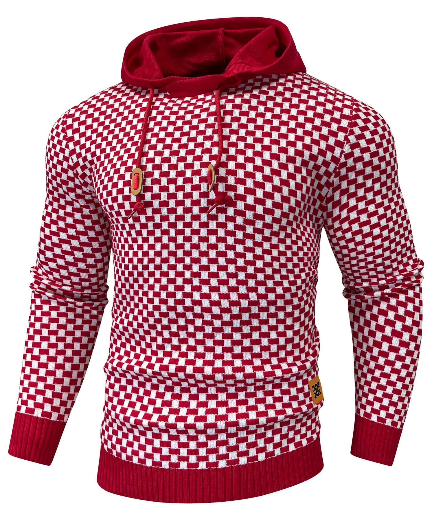 Zaitun Mens Hooded Sweatshirt Long Sleeve Knitted Pullover Sweater