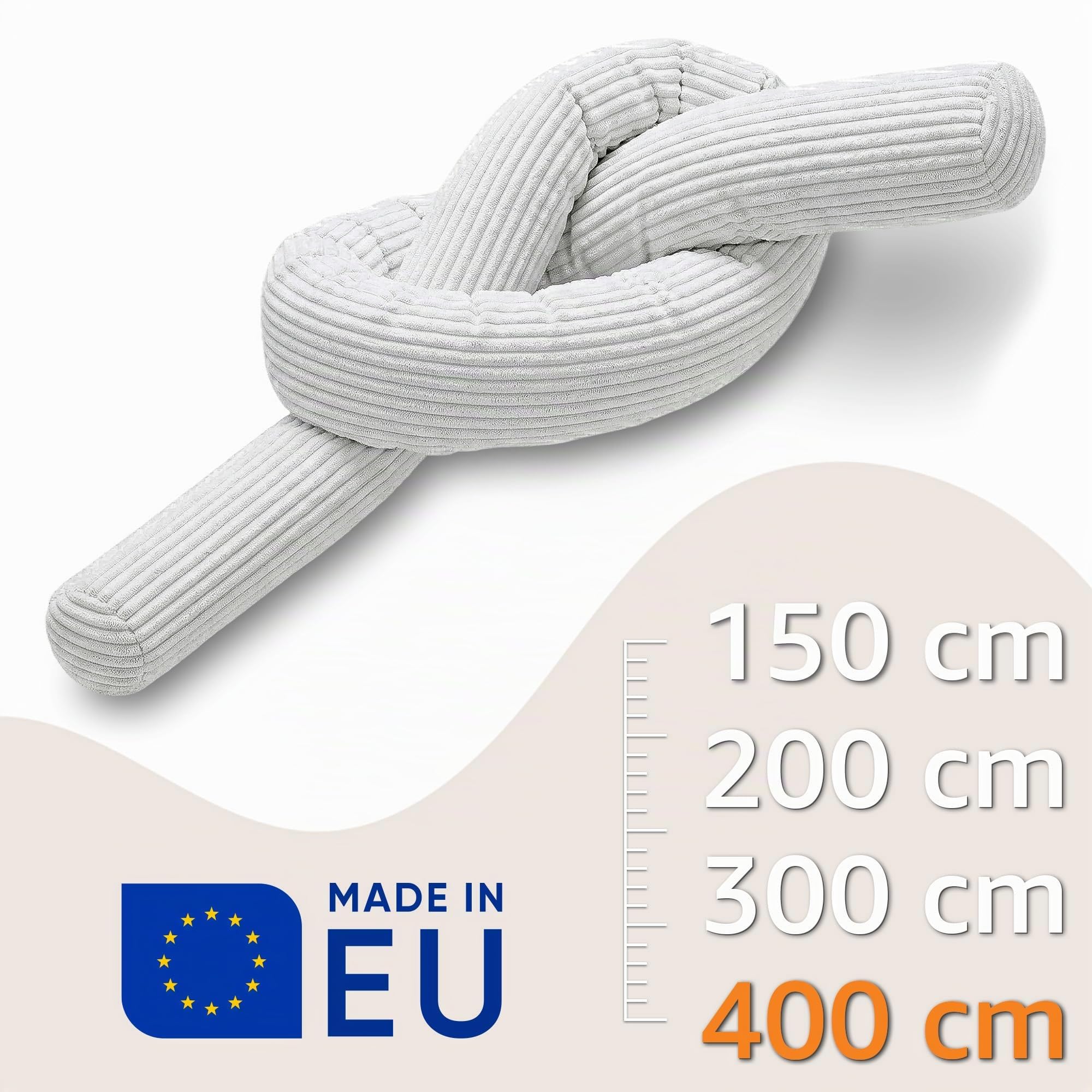 Totsy Baby Oreiller Corps Dormeur Latéral 400 cm Velours côtelé Long Coussin Ergonomique Respirant Lavable de Couchage Soutien Cou Confort Certificat Oeko-Tex Gris C