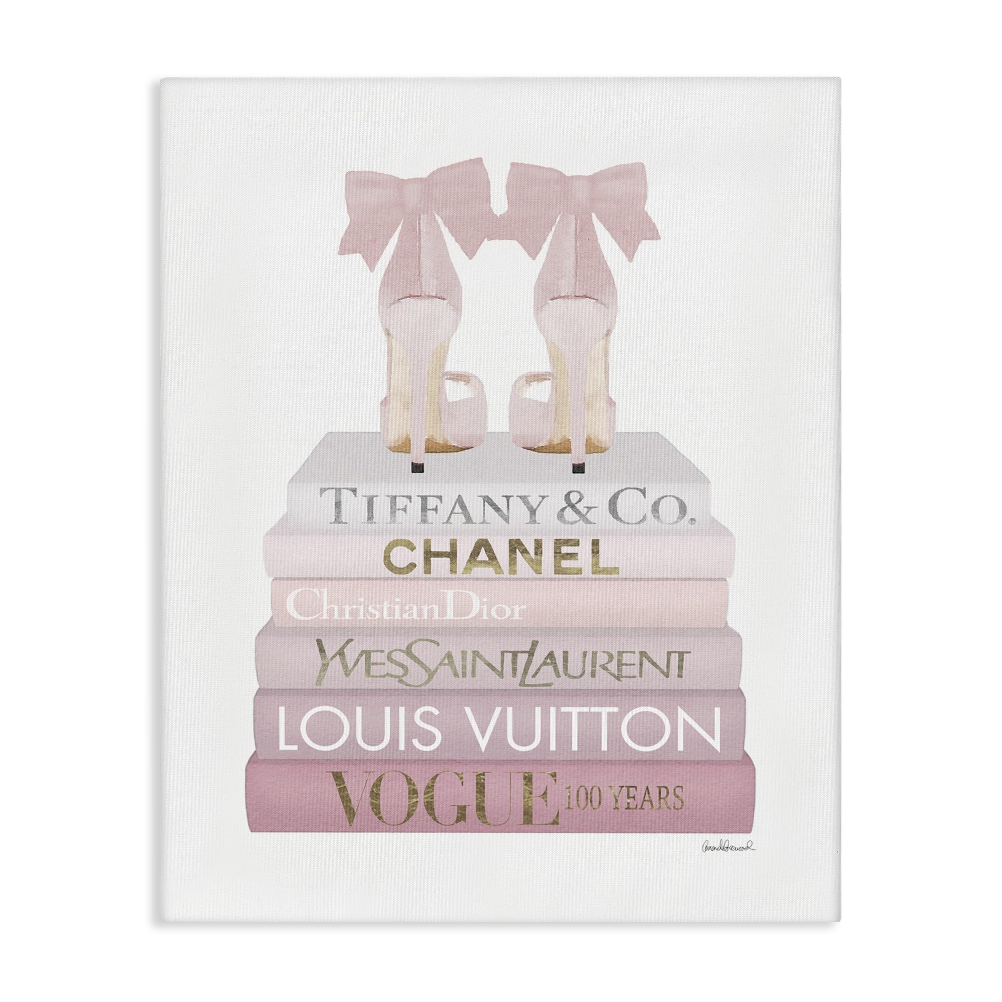 Chic Shoes Glam Bookstack Fashion, 36 x 48 Inch Canvas Wall Art