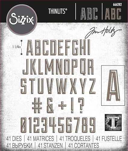 Miniatura 3 de Sizzix Thinlits - Juego de 41 troqueles alfanuméricos de Tim Holtz 666282 multicolor
