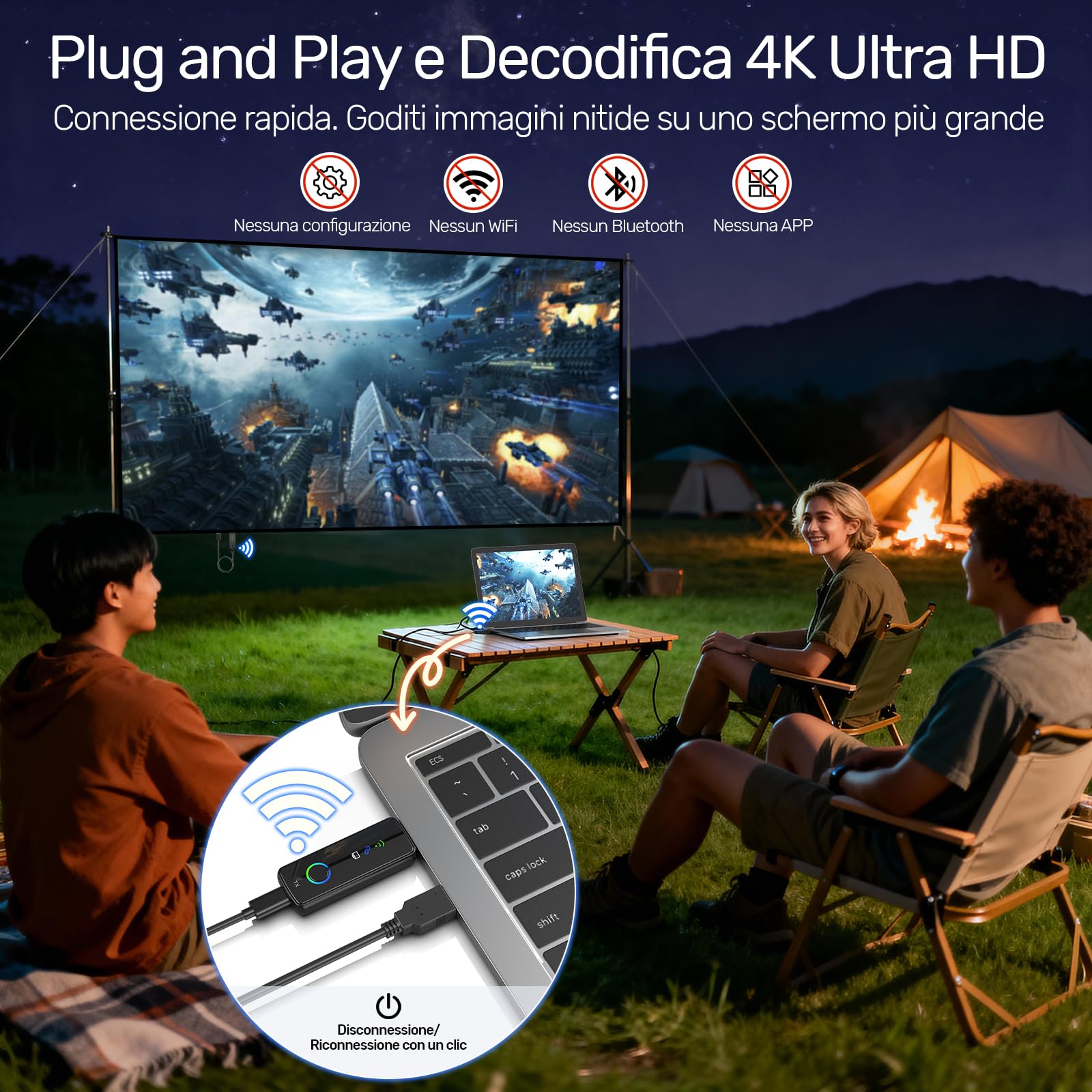 Alxum Trasmettitore e Ricevitore HDMI Wireless - Streaming Senza Fili 1080P@60Hz da PC/Computer Portatile a TV/Proiettore, Trasmissione di 50m, Plug & Play per Gaming e Riunioni di Business