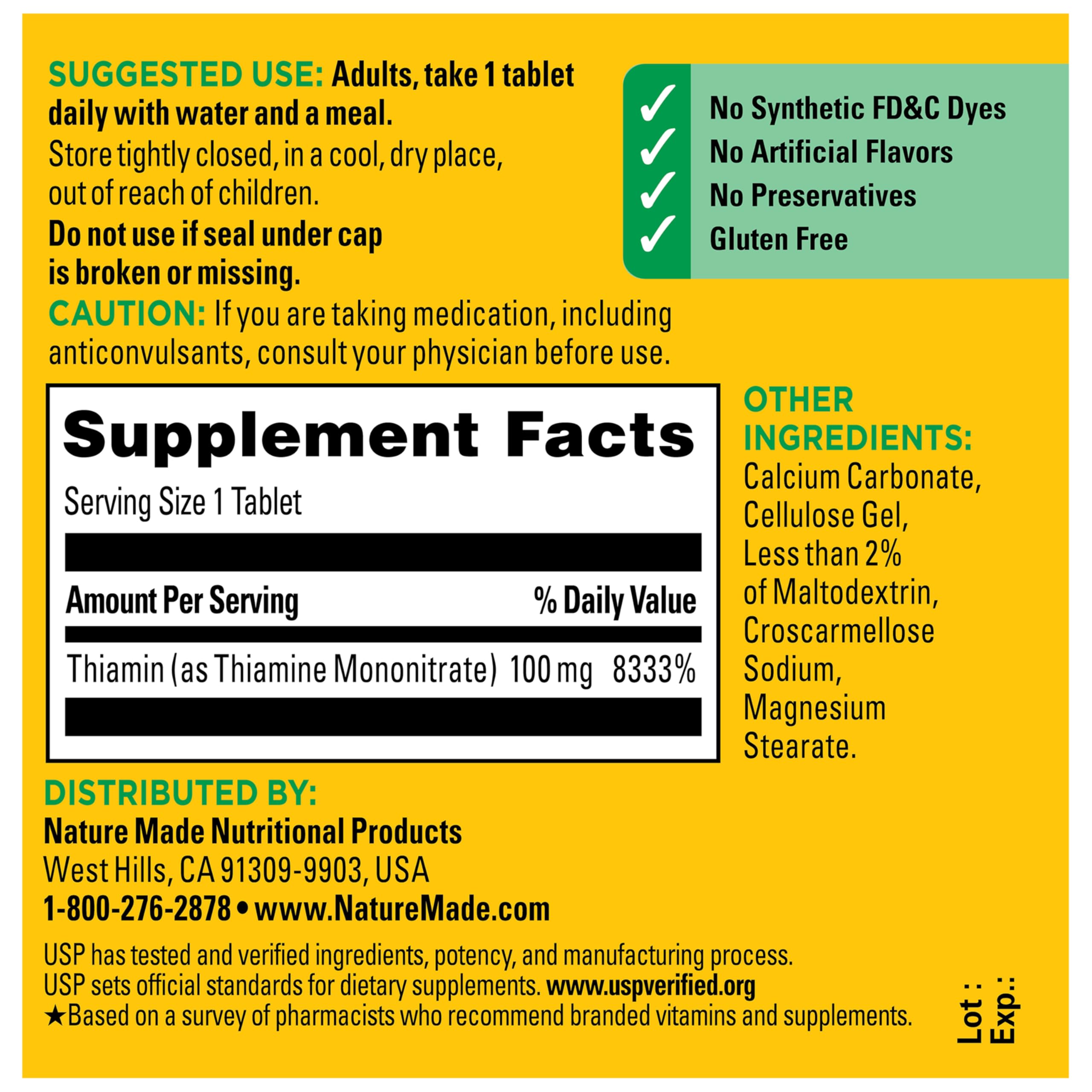 Nature Made Vitamin B1 100mg Tablets, 100 Tablets — Amazon image 6