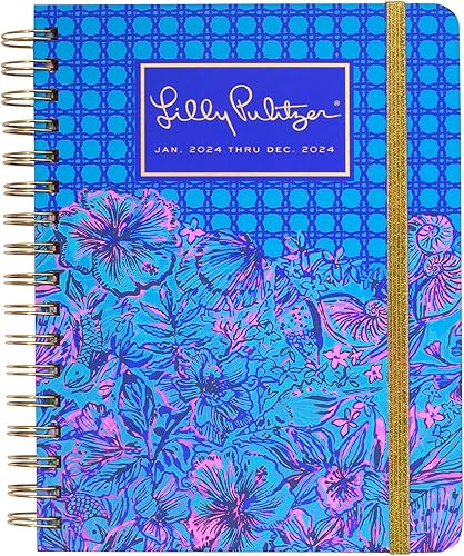 Lilly Pulitzer Agenda diaria 2024, agenda grande con fecha de enero de 2024 a diciembre de 2024, agenda semanal con calendario mensual, calcomanías, disponible en Yaxa Costa Rica