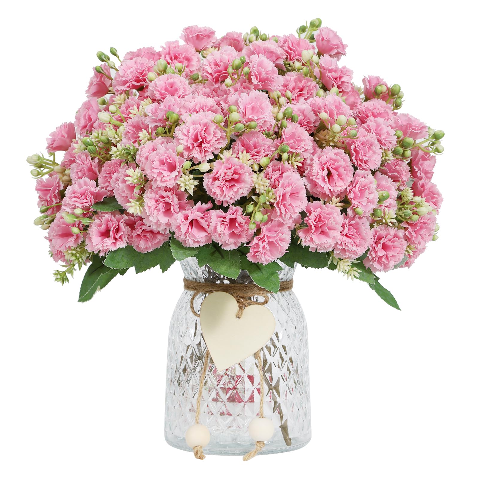 Faux oeillets artificiels realistes rose bouquet decoration interieur