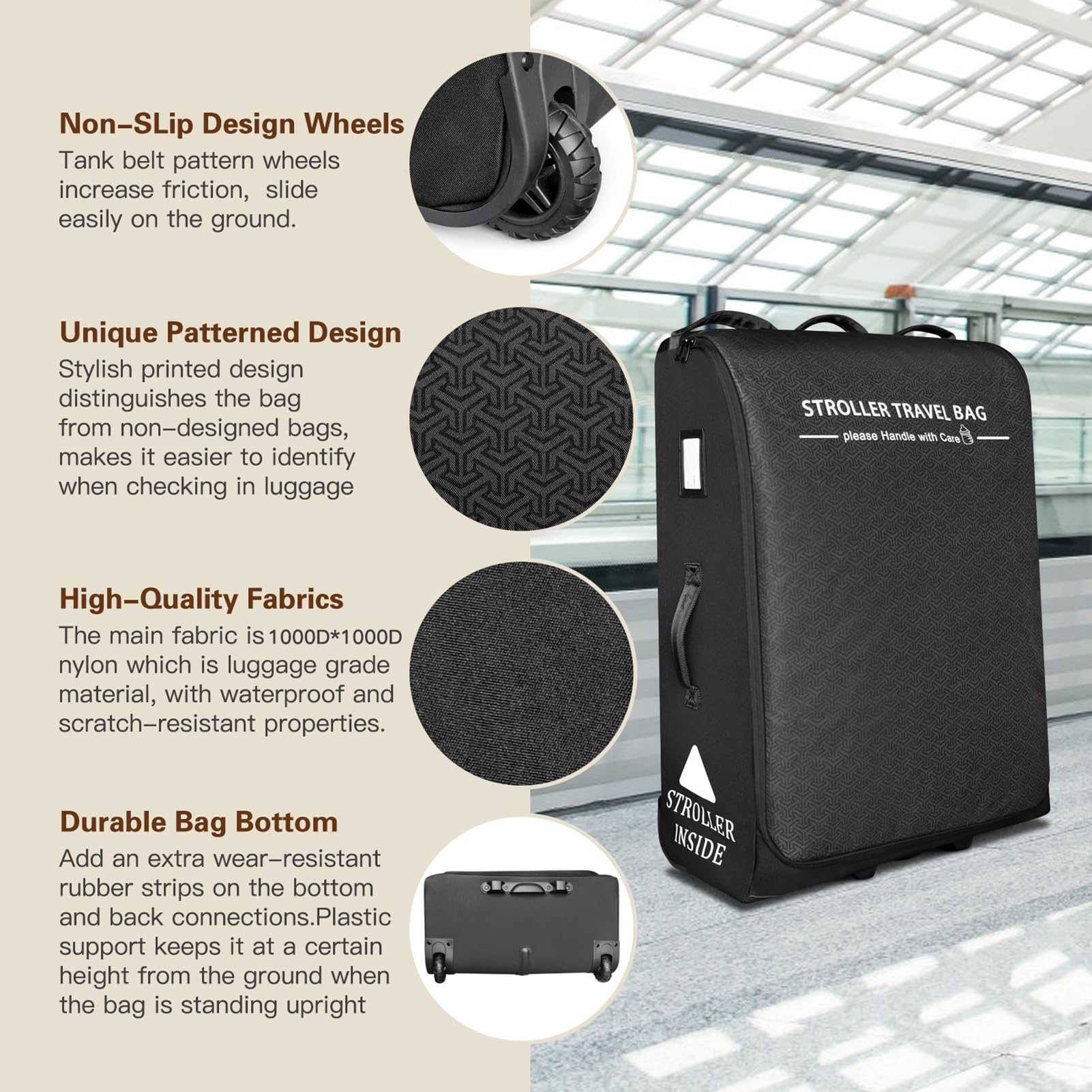 RAYMACE Bolsa de Viaje Acolchada para Cochecito de bebé, con Ruedas, para UPPAbaby Vista V2, Cruz V2 (Quitar Las Ruedas traseras), Funda Protectora de Viaje con diseño de fantasía