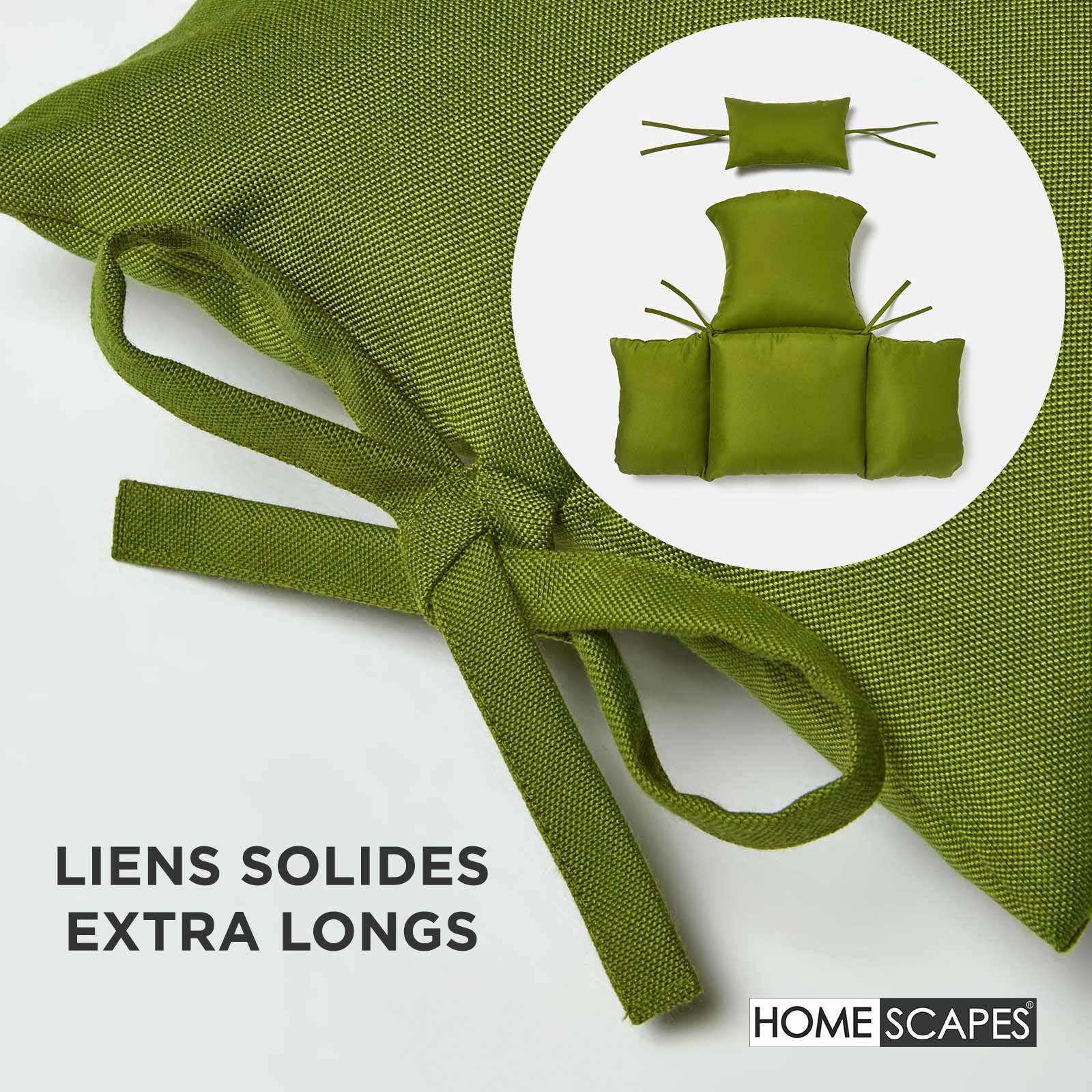 HOMESCAPES Coussin imperméable pour Fauteuil Suspendu extérieur, Coussin de Rechange pour Fauteuil œuf - pour terrasse, Jardin et Balcon - Vert