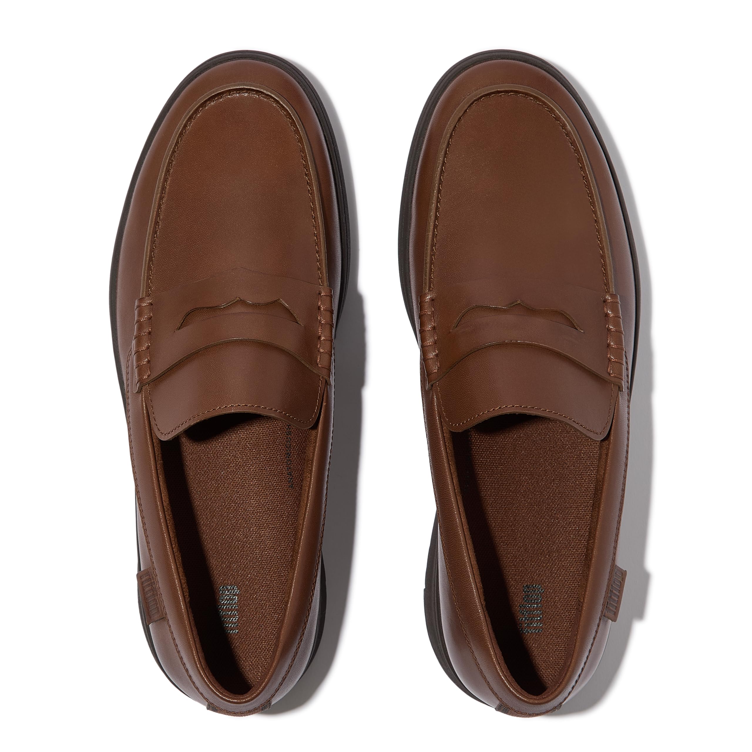 Fitflop Męskie mokasyny Rally Leather Penny, Czekolada, 47 EU