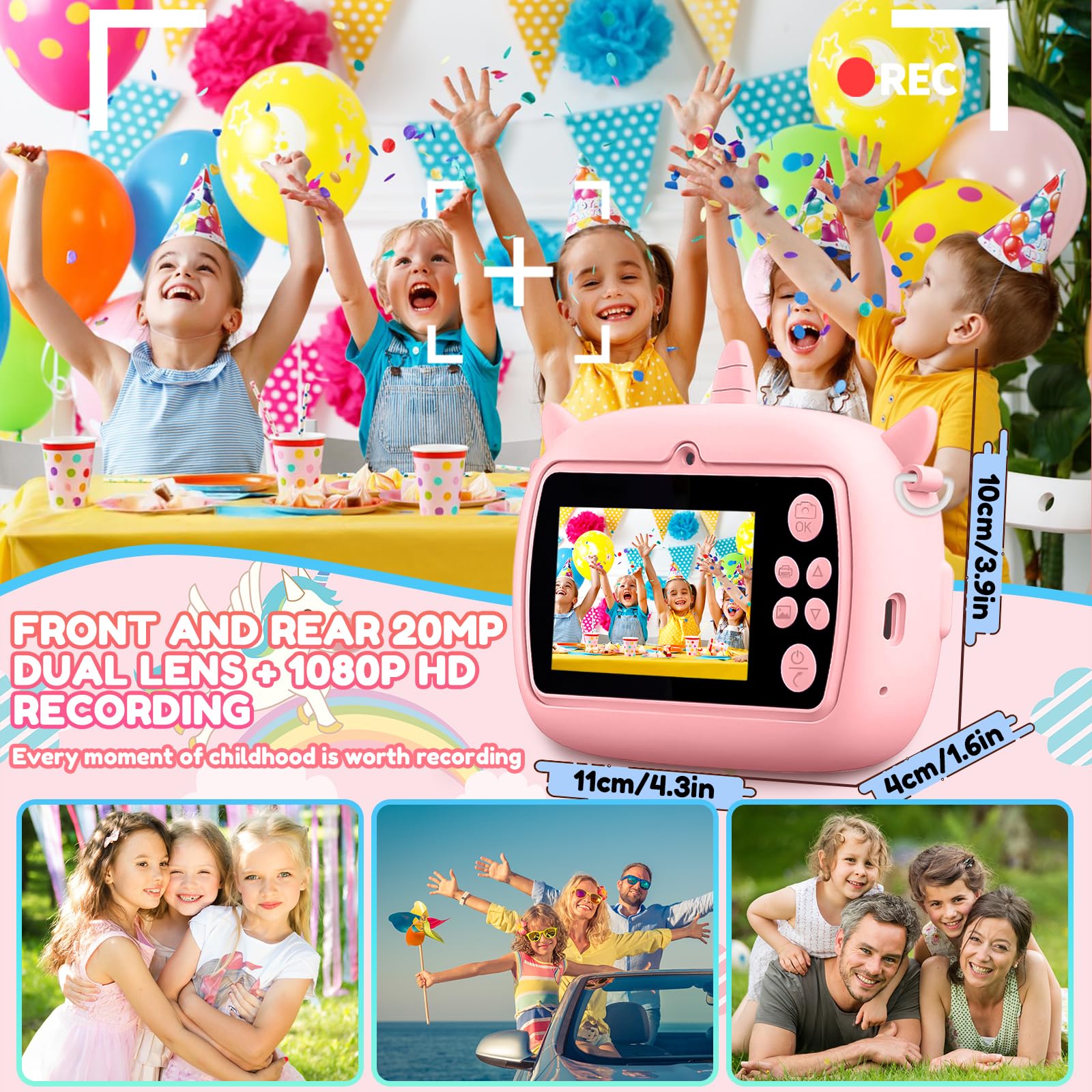 Camara Fotos Infantil Instantanea, 2,4 Pulgada Cámara Instantánea Niños, 1080P Cámara de Fotos Infantil con Tarjeta de 32 GB y Papel de Impresión, Regalo para Ninos de 3 a 12 Anos