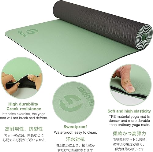 Miniatura 4 de Tapete de yoga antideslizante, ecológico, con funda de transporte, tapete de yoga profesional para mujeres, tapete de entrenamiento para el hogar,
