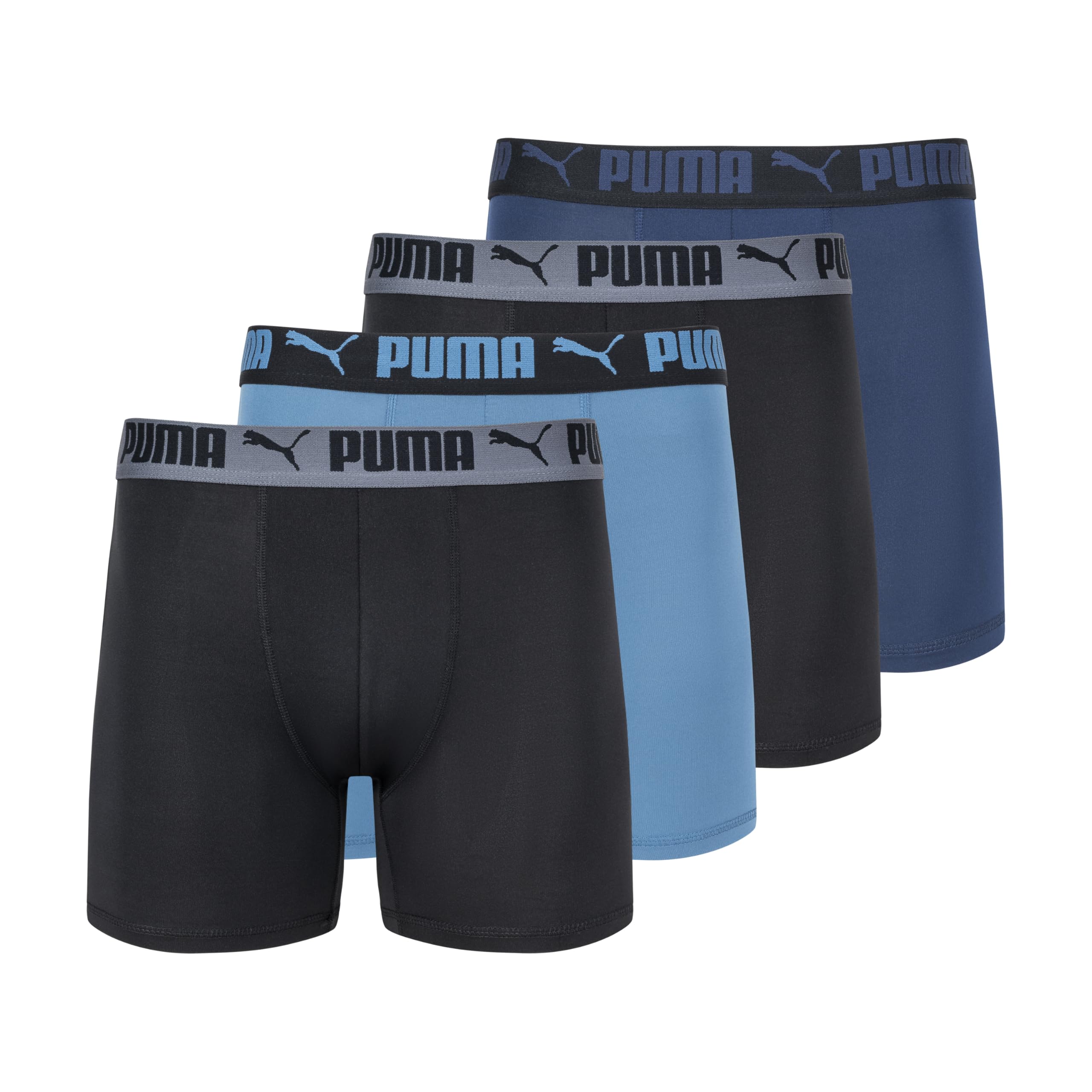 PUMA mens 4 Pack Active Stretch Boxer Briefs Boxer Briefs XL Blue Combo
