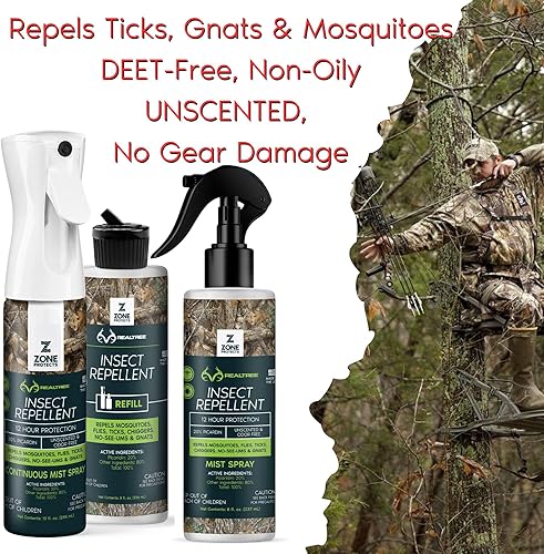 Miniatura 2 de Zone Realtree - Repelente de insectos con picaridina, sin DEET, dos botellas de 4 onzas + repuesto de 8 onzas, sin perfume y sin olor, repele