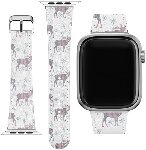 Cavka Correa de muñeca compatible con Apple Watch Series 7654321SE y funda de teléfono a juego con diseño de animales salvajes copo de nieve de