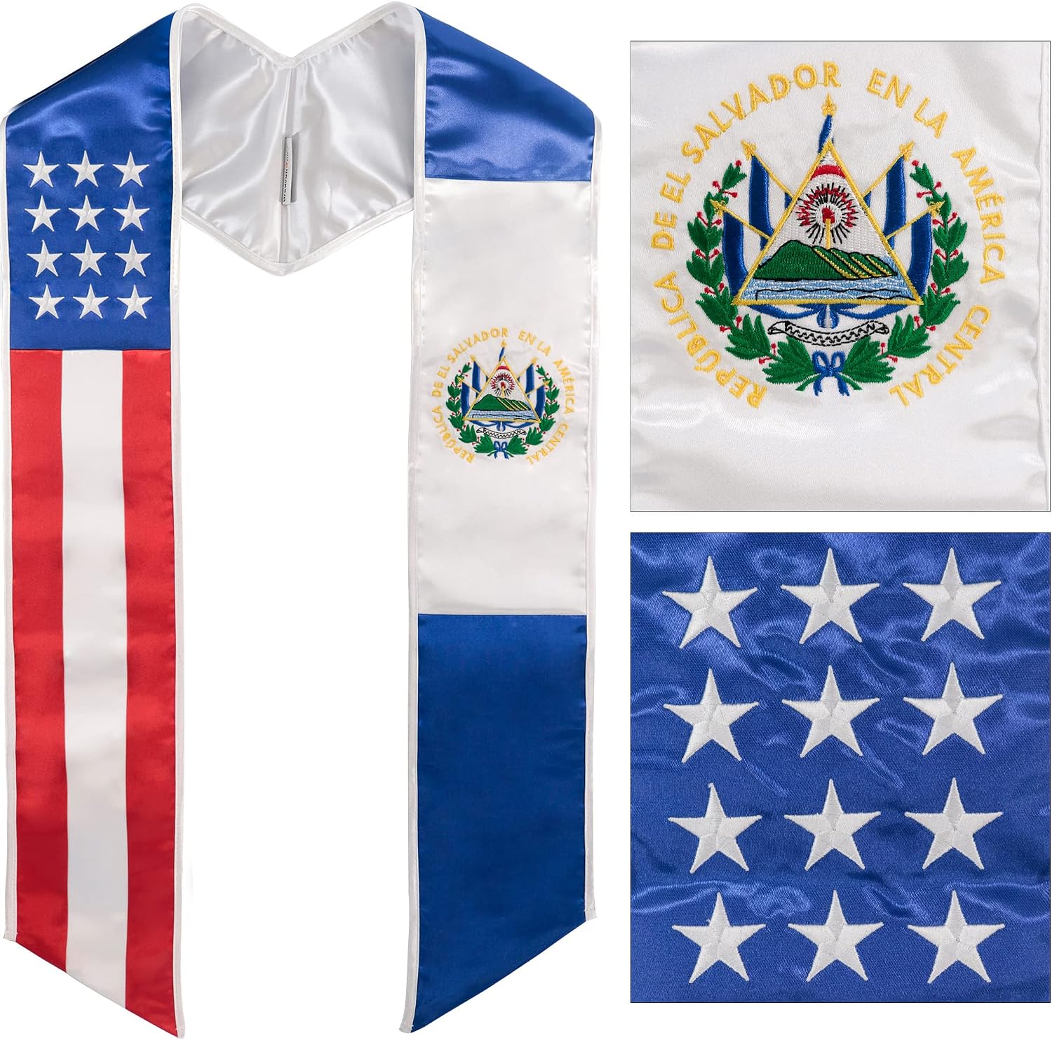 GraduationMall Country Flag Graduation Stole Embroidery Sash for Study Aboard International Students