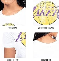 Vista 5 de Ultra Game Camiseta oficial de la NBA para mujer, diseño vintage con gráficos desgastados