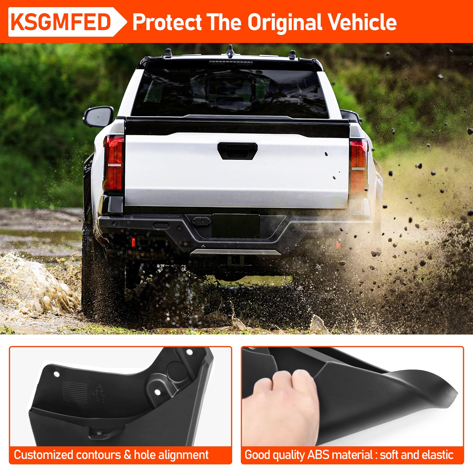 YQNICE Mud Flaps For 2024 Toyota Tacoma - 4PC Front & Rear Splash Guards, No-Drill ABS Plastic Kit