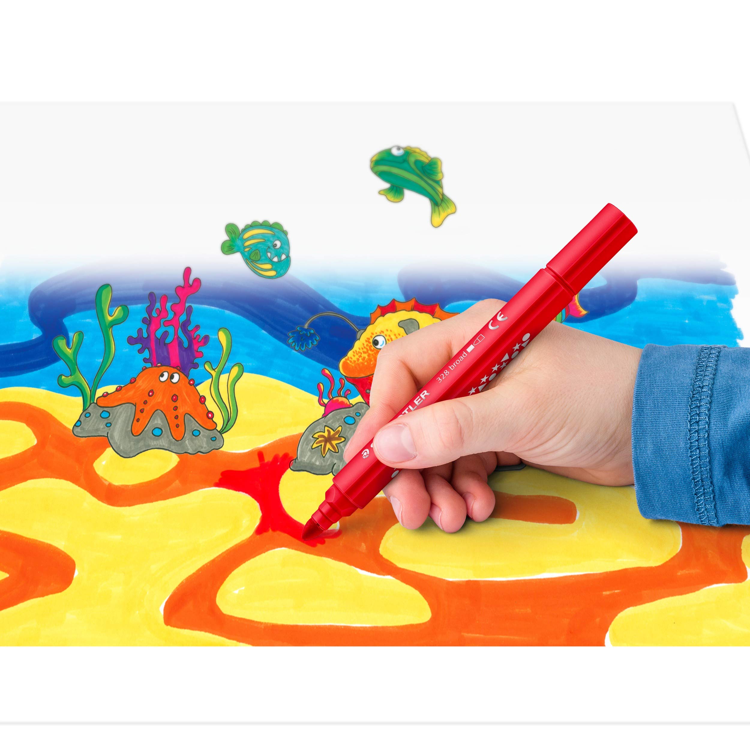STAEDTLER Noris jumbo 328-B Filzstifte – 48 Stück, 12 Farben | Dreikantiger Fasermaler, ergonomisch, 3,0 mm – für Kinder – Art.-Nr. 328-B KP48