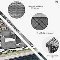 Vista 8 de Tangkula Patiojoy - Juego de comedor de 3 piezas de ratán de polietileno que ahorra espacio, con mesa superior de vidrio templado y sillas