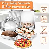 Vista 7 de E-far - Juego de utensilios para hornear de acero inoxidable, 8 piezas de acero inoxidable, incluye molde rectangular para hornear de 6 pulgadas