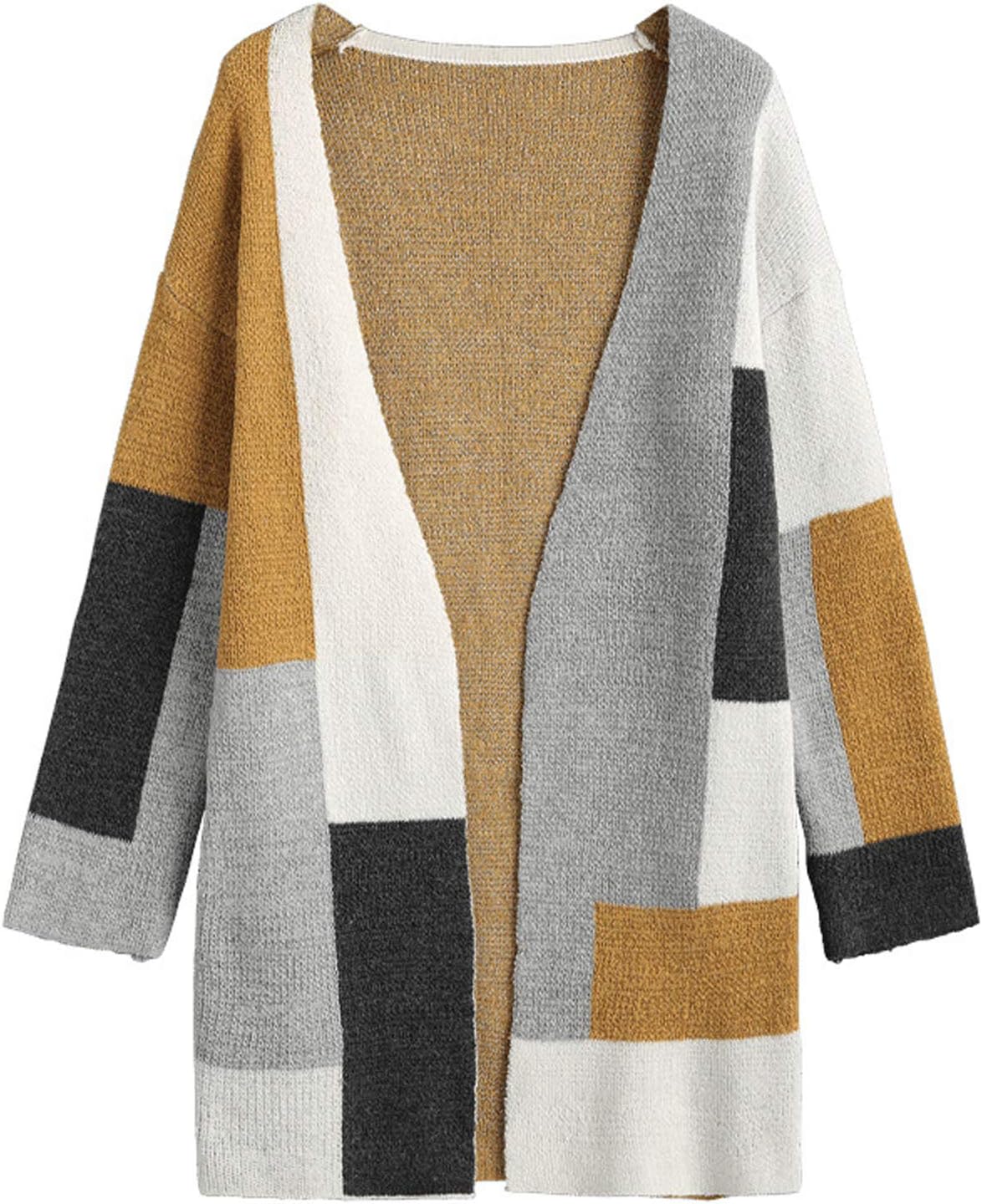 DATANE Women Cardigan Coat,Todaies Women Long Sleeve Loose Coat Oversized Sweater Coat Grid Tops