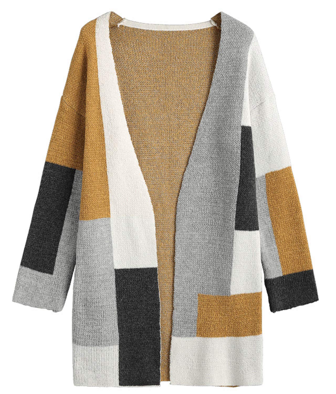 DATANE Women Cardigan Coat,Todaies Women Long Sleeve Loose Coat Oversized Sweater Coat Grid Tops